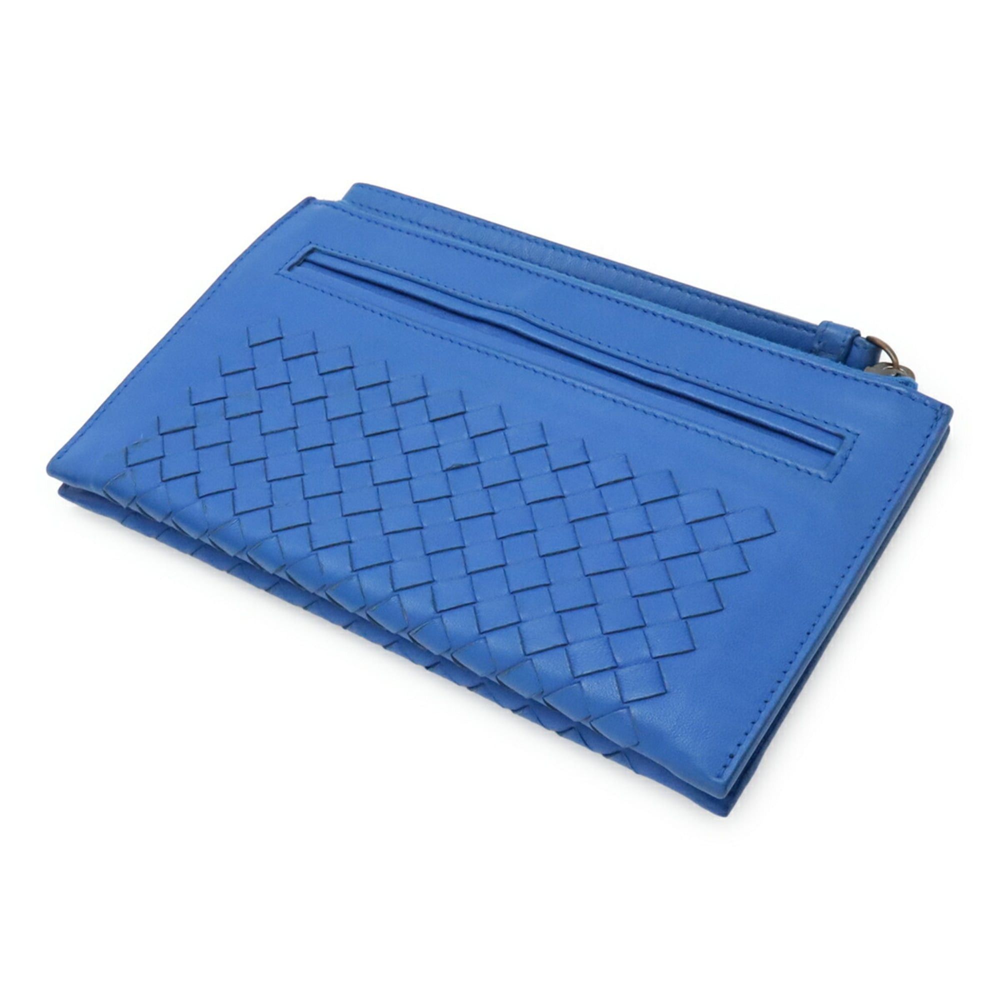 Bottega Veneta Bottega Veneta Intrecciato Clutch Bag Second Leather Blue Size ONE SIZE - 3 Thumbnail