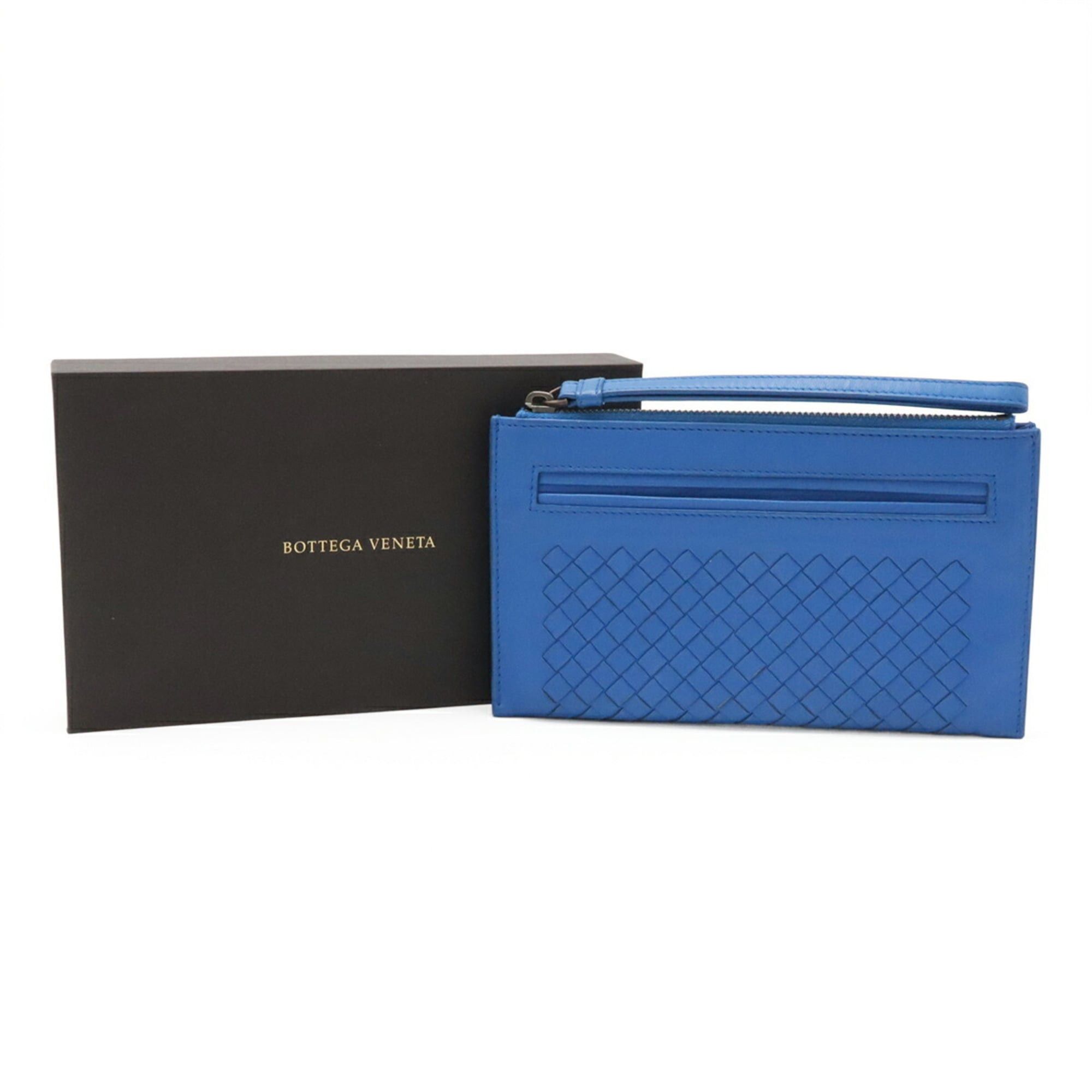 Bottega Veneta Bottega Veneta Intrecciato Clutch Bag Second Leather Blue Size ONE SIZE - 10 Thumbnail