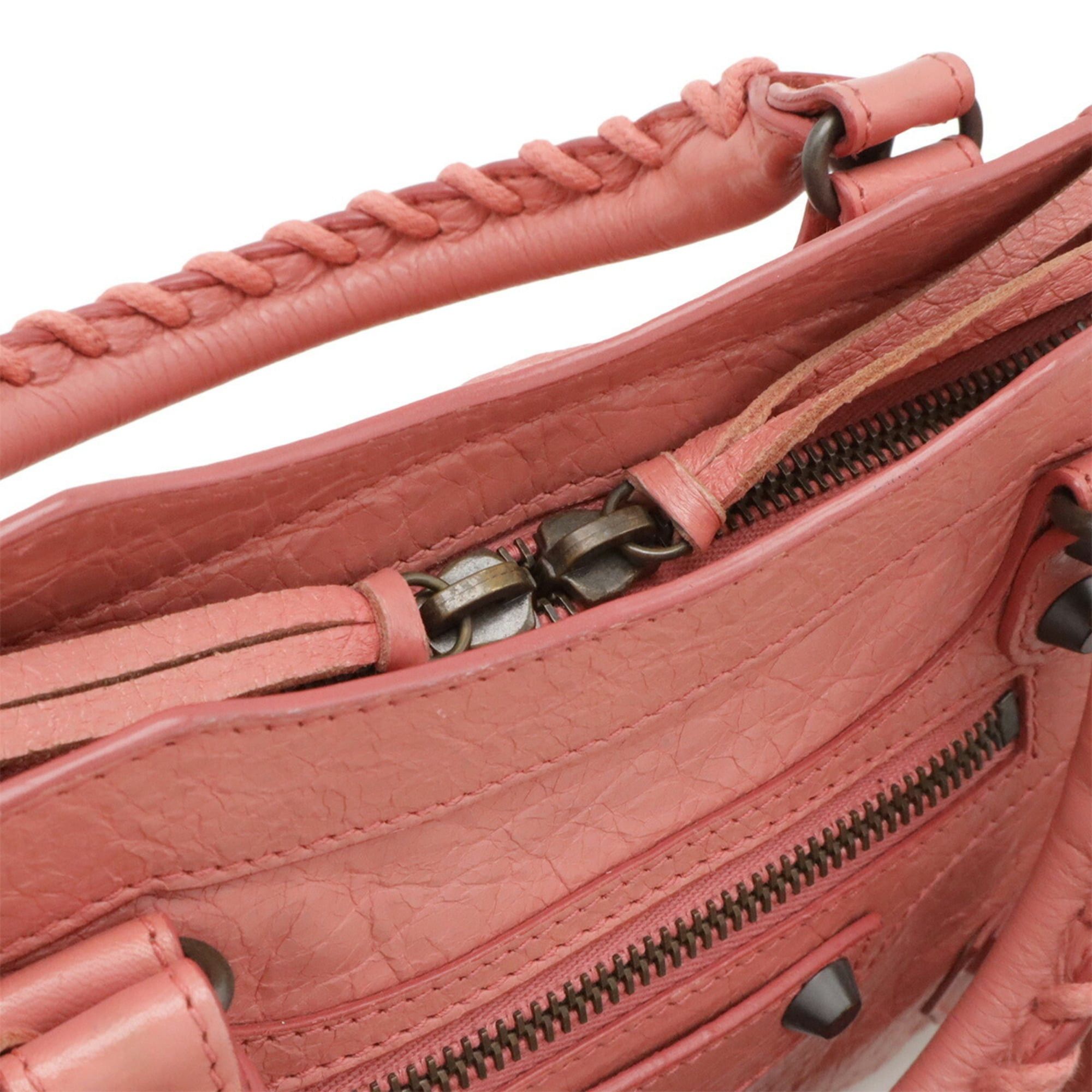 Balenciaga BALENCIAGA Classic Mini City Handbag Shoulder Bag Leather Pink 300295 Size ONE SIZE - 5 Thumbnail