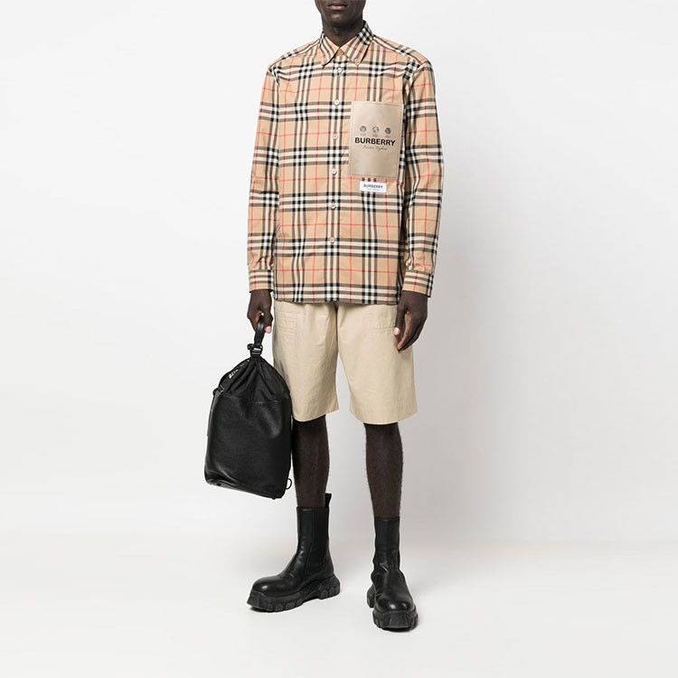 Burberry Burberry Check Patch Button Up Shirt Size XL Size US XL / EU 56 / 4 - 10 Thumbnail