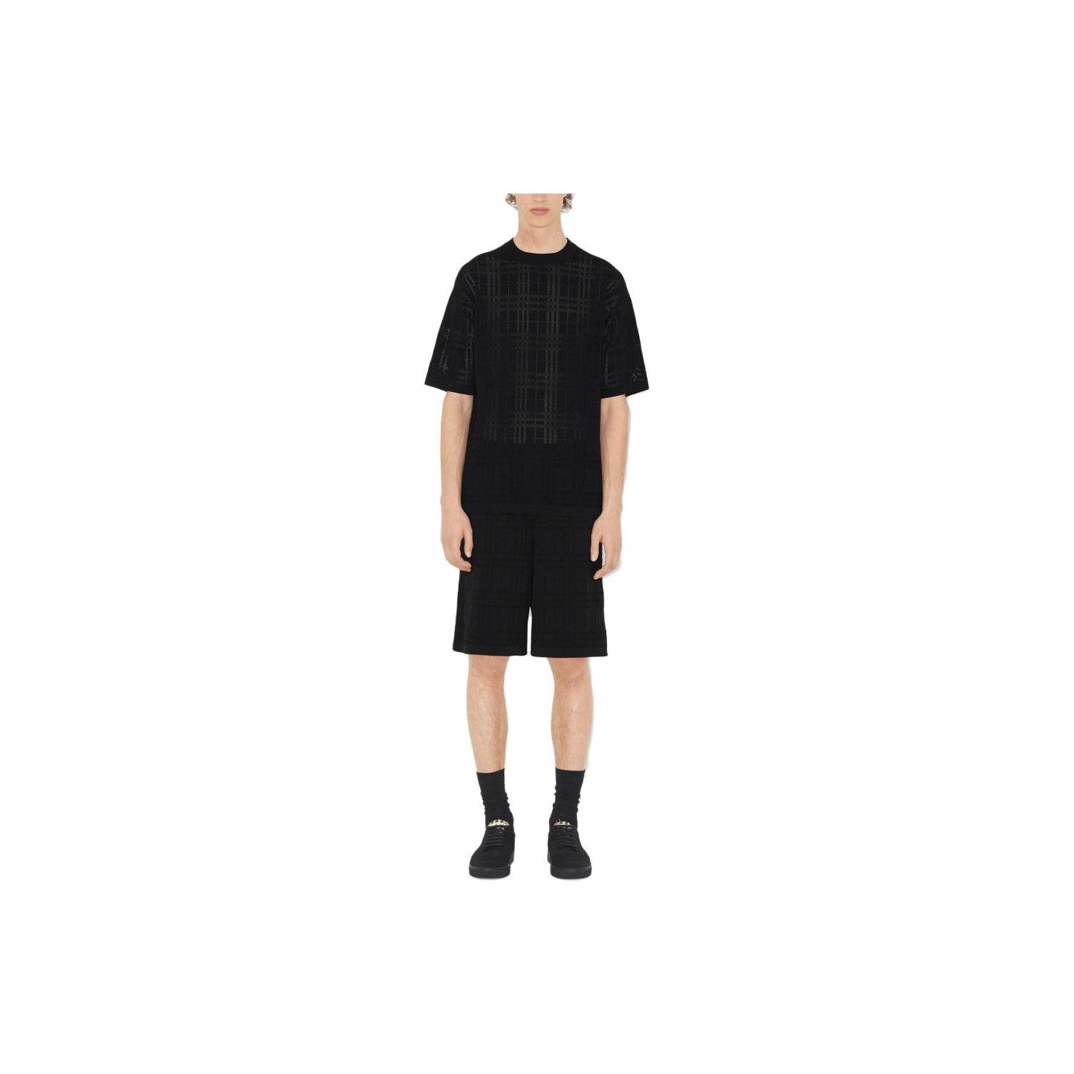 Burberry Burberry Textured Check Short Sleeve T-Shirt Size M Size US M / EU 48-50 / 2 - 13 Thumbnail