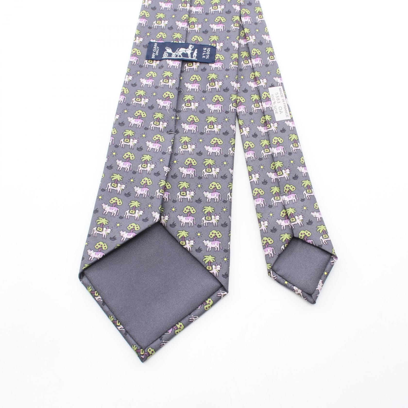 Hermes Hermes Hermes Cow Pattern Silk Tie Textile Necktie DUTY FREE for USA Size ONE SIZE - 3 Thumbnail