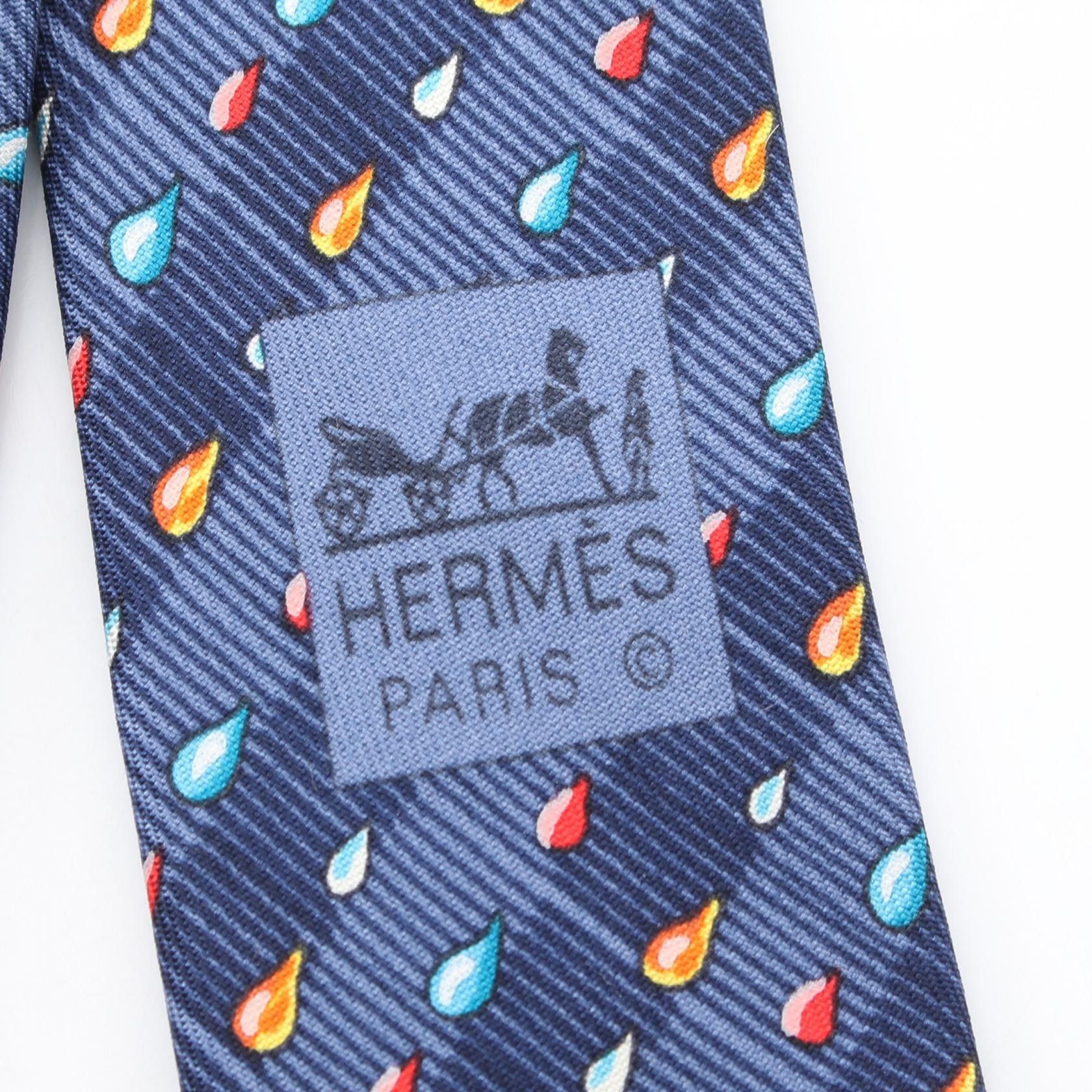 Hermes Hermes Hermes Raindrop Stripe Silk Necktie Textile Necktie DUTY FREE for USA Size ONE SIZE - 4 Thumbnail