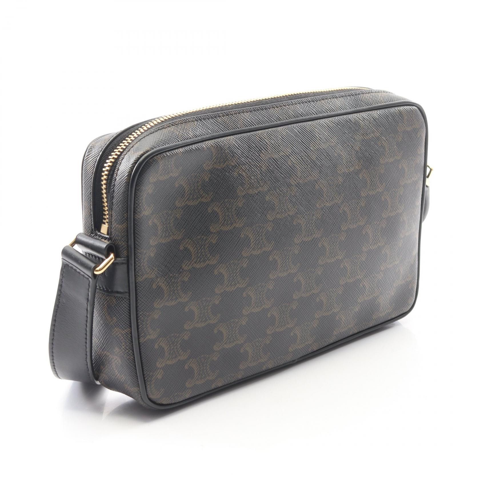Celine Celine CELINE Triomphe PVC Coated Canvas Leather Messenger Bag Plastic / Synthetic Shoulder Bag 194502CIM DUTY FREE for USA Size ONE SIZE - 2 Thumbnail