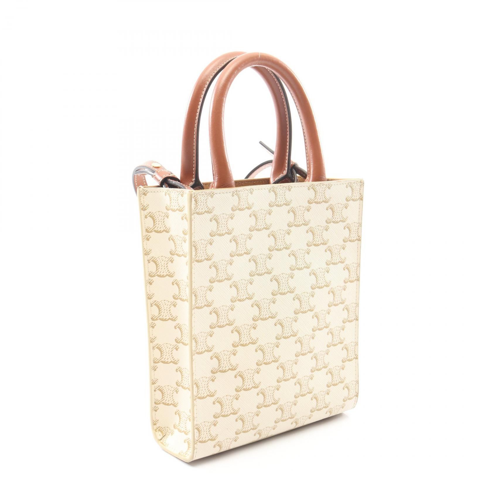 Celine Celine CELINE Mini Vertical Cabas Triomphe PVC Coated Canvas Leather 2way Handbag Textile Handbag 194372 DUTY FREE for USA Size ONE SIZE - 2 Thumbnail