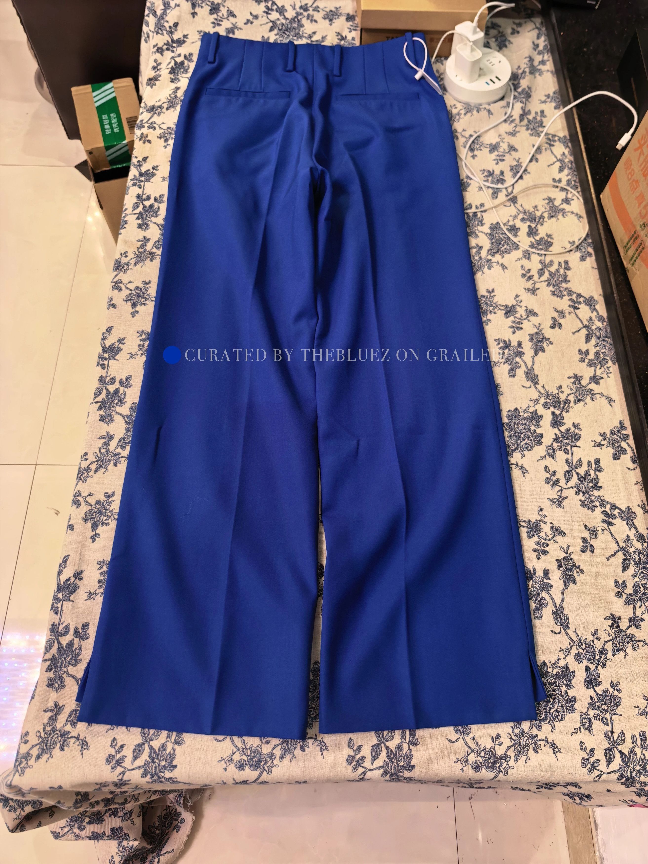 Louis Vuitton Klein Blue Wide-Leg Wool Trousers Size US 40 / EU 56 - 4 Thumbnail