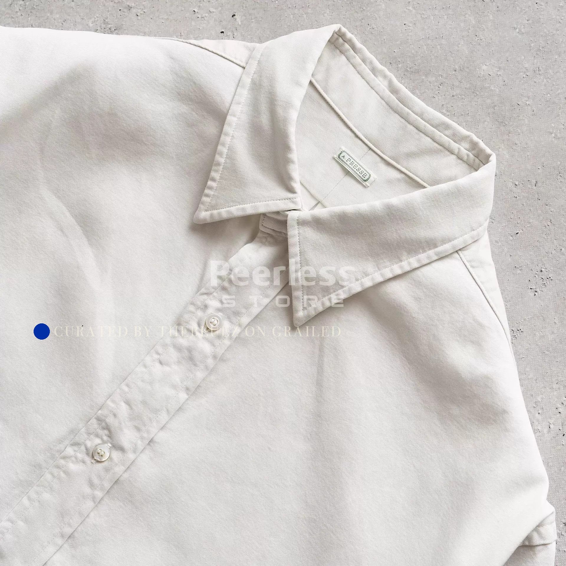 A.PRESSE Double Weave Twill Shirt in Pale Gray/White Size US M / EU 48-50 / 2 - 2 Thumbnail