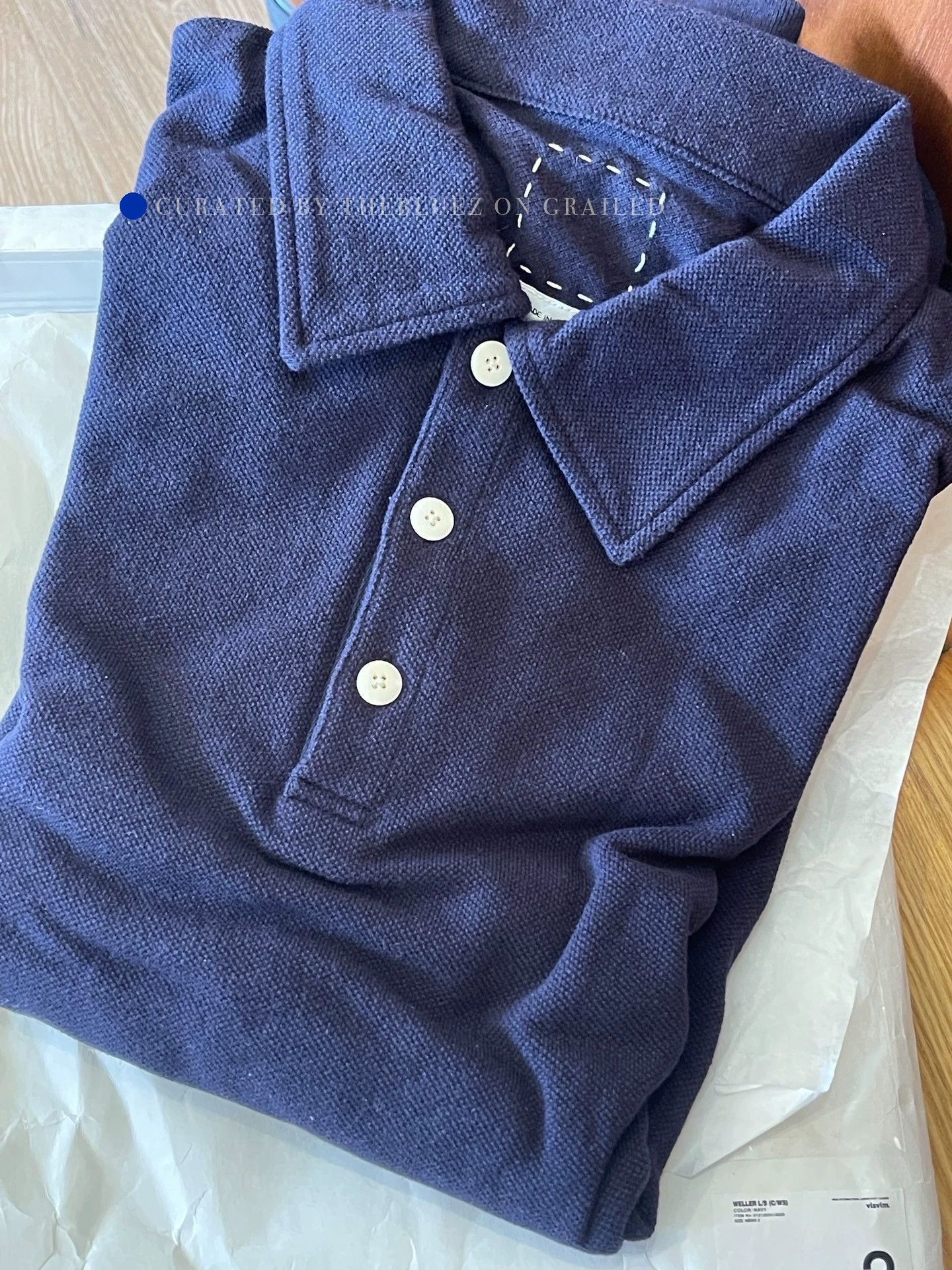 Visvim Classic Long Sleeve Polo in Blue Size US L / EU 52-54 / 3 - 2 Thumbnail