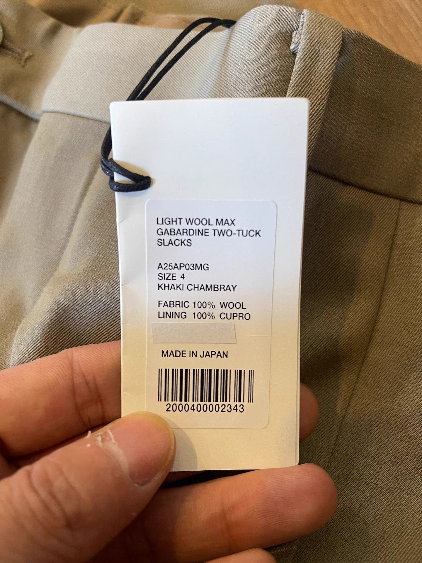 Auralee Pleated Beige Wool Gabardine Trousers Size US 36 / EU 52 - 7 Thumbnail