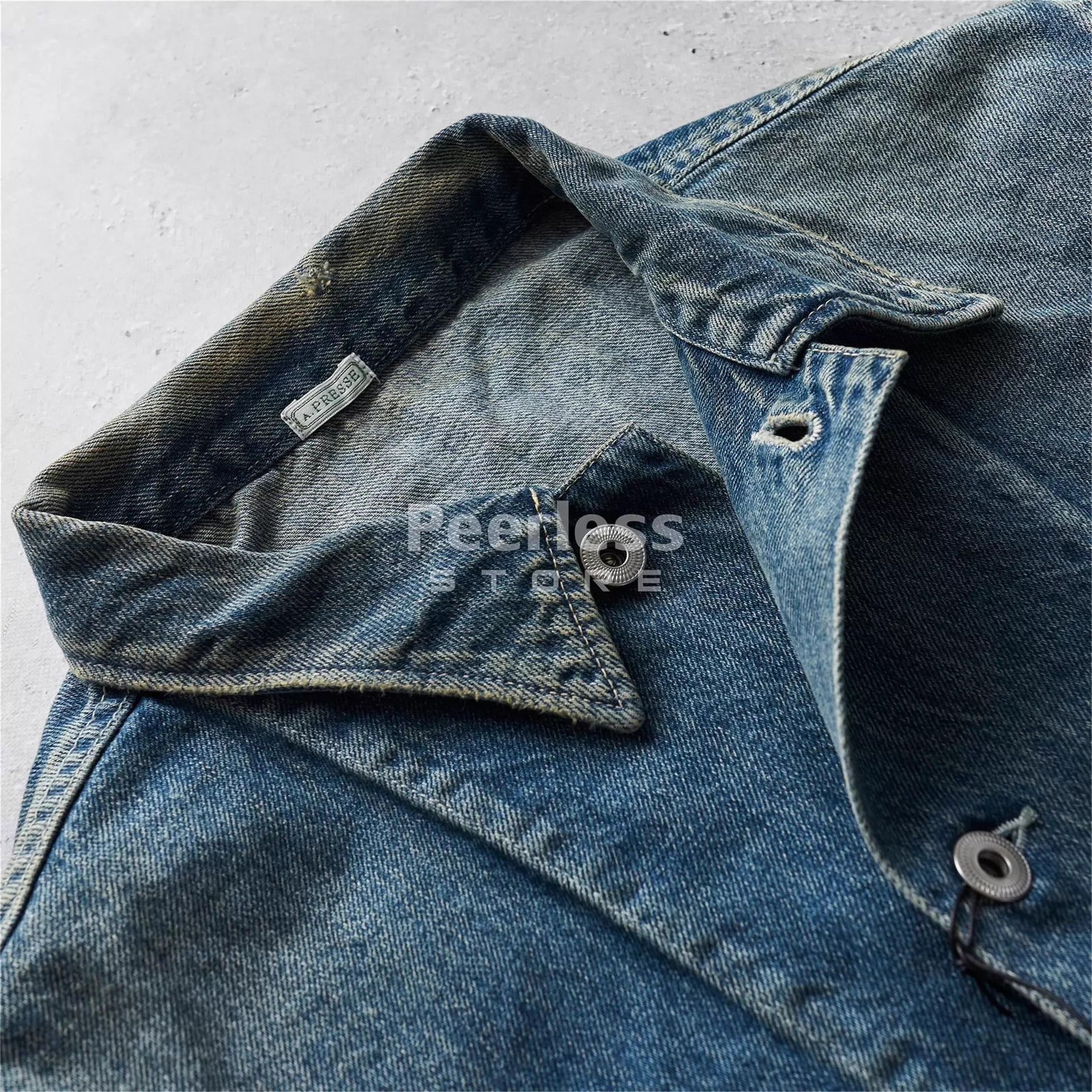 A.PRESSE Vintage Washed Denim Jacket - XL Size US XL / EU 56 / 4 - 4 Thumbnail