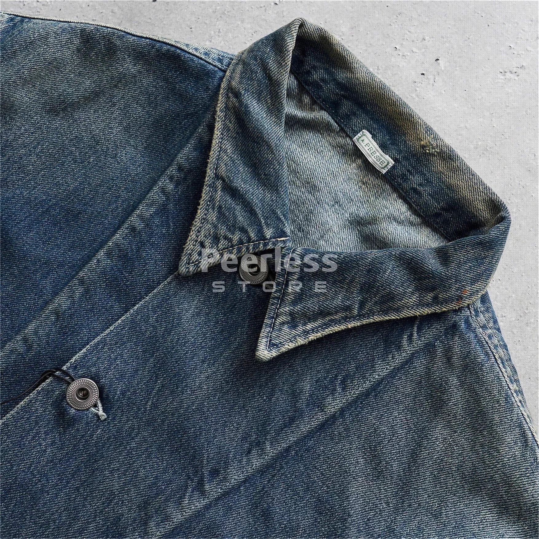 A.PRESSE Vintage Washed Denim Jacket - XL Size US XL / EU 56 / 4 - 3 Thumbnail