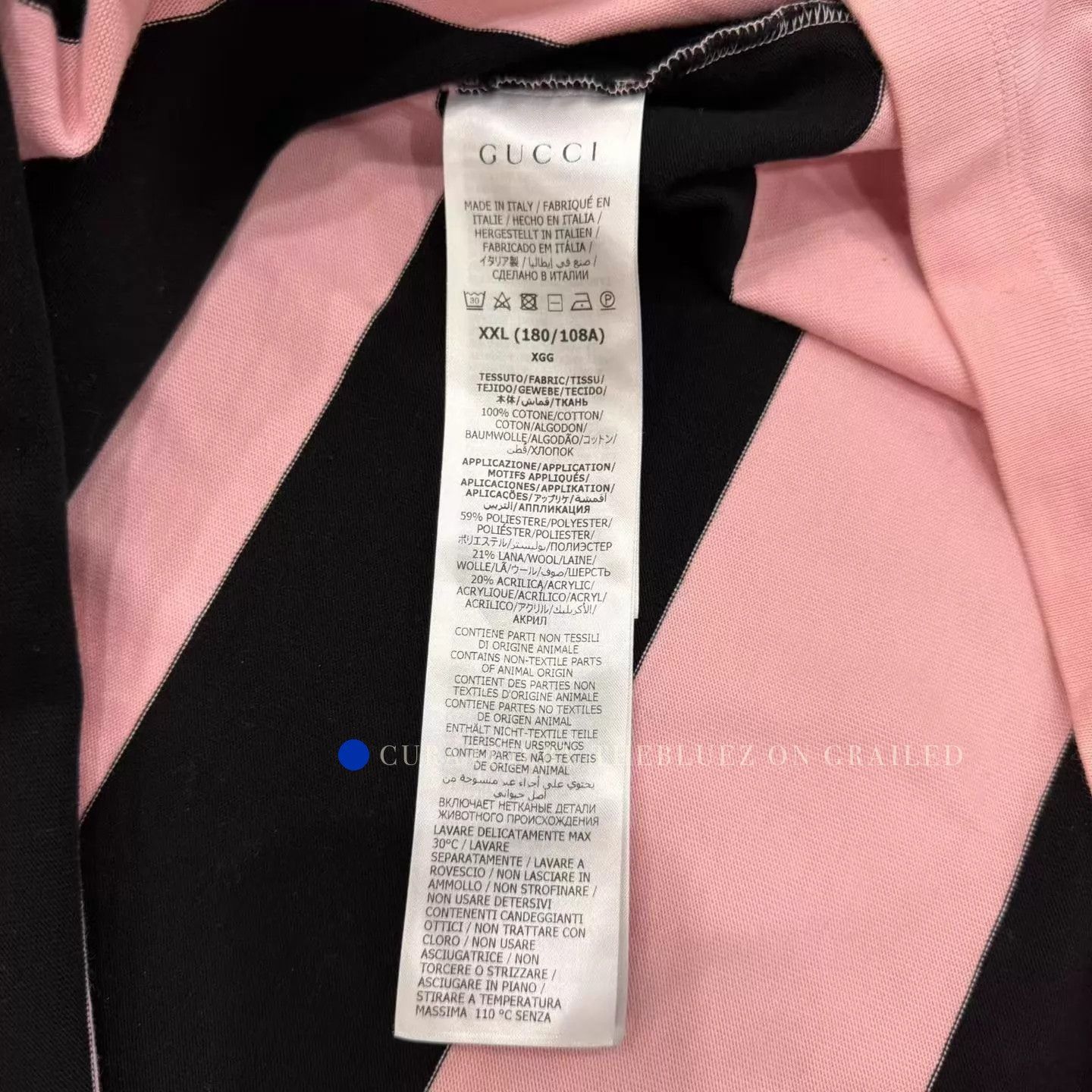 Gucci Striped Pink Polo with Pineapple Embroidery Size US XXL / EU 58 / 5 - 3 Thumbnail