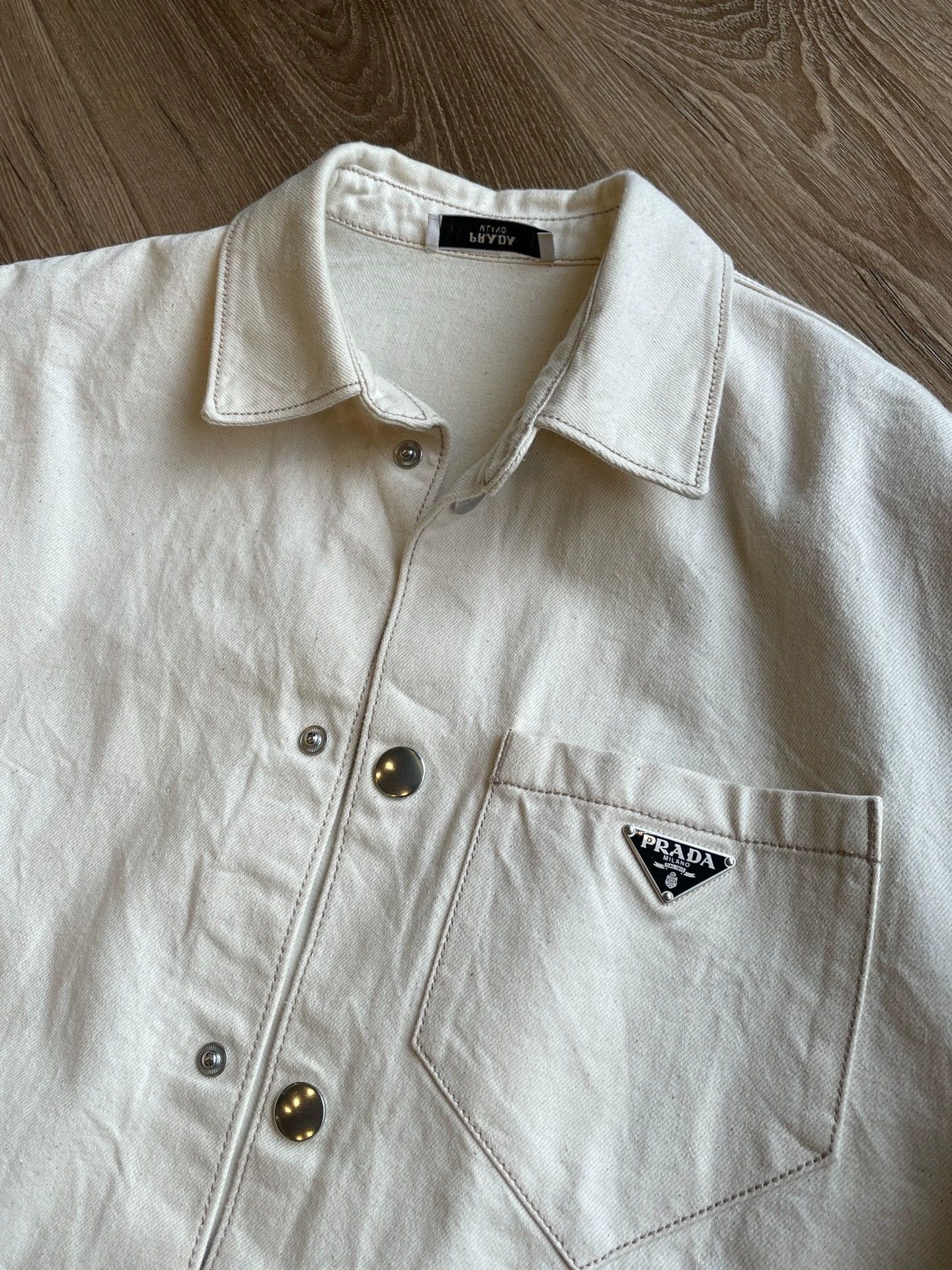 Prada Beige Denim Jacket in Size L Size US L / EU 52-54 / 3 - 3 Thumbnail