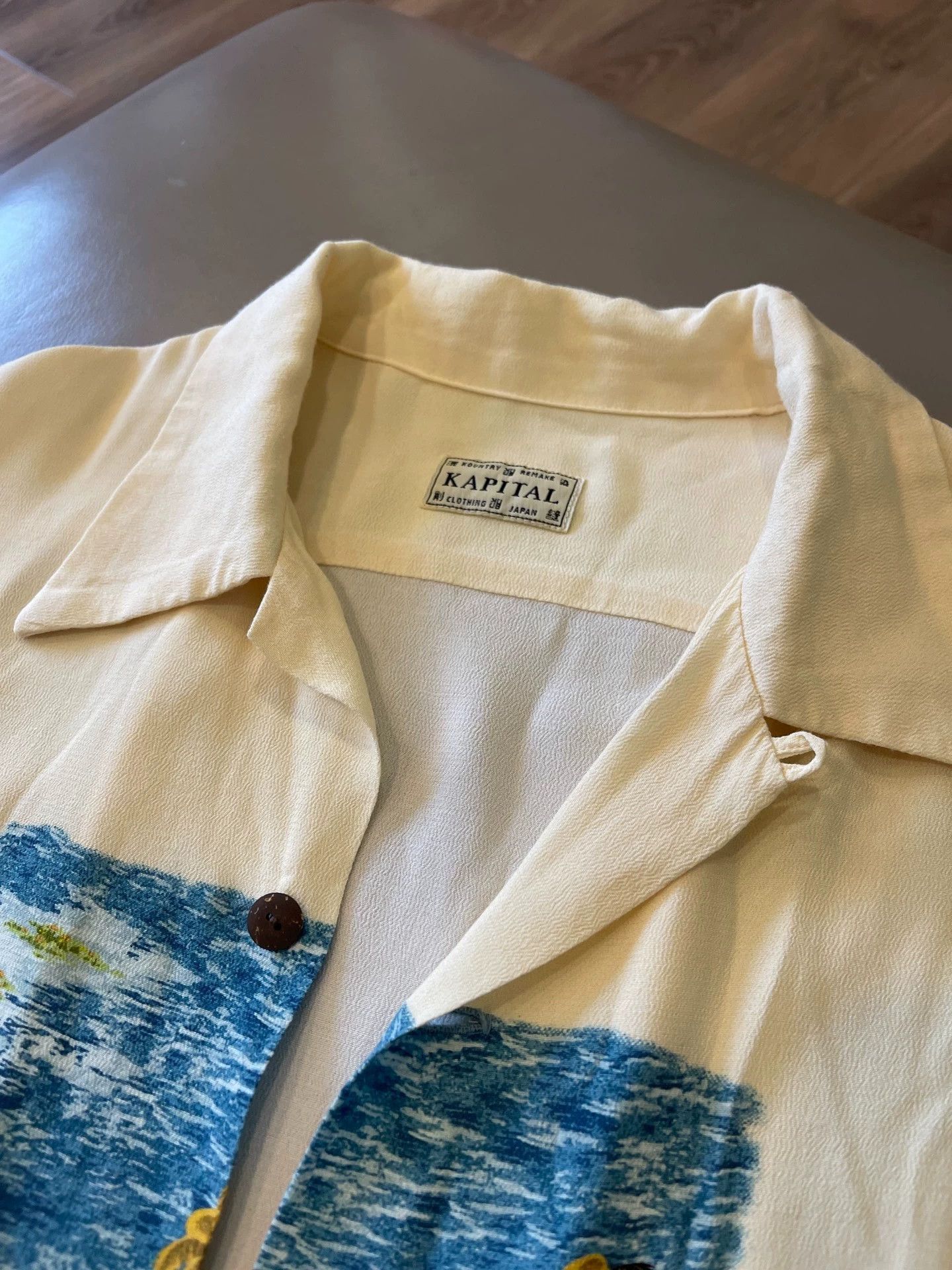 Kapital White Hawaiian Button-Up with Palm Print Size US XXL / EU 58 / 5 - 3 Thumbnail