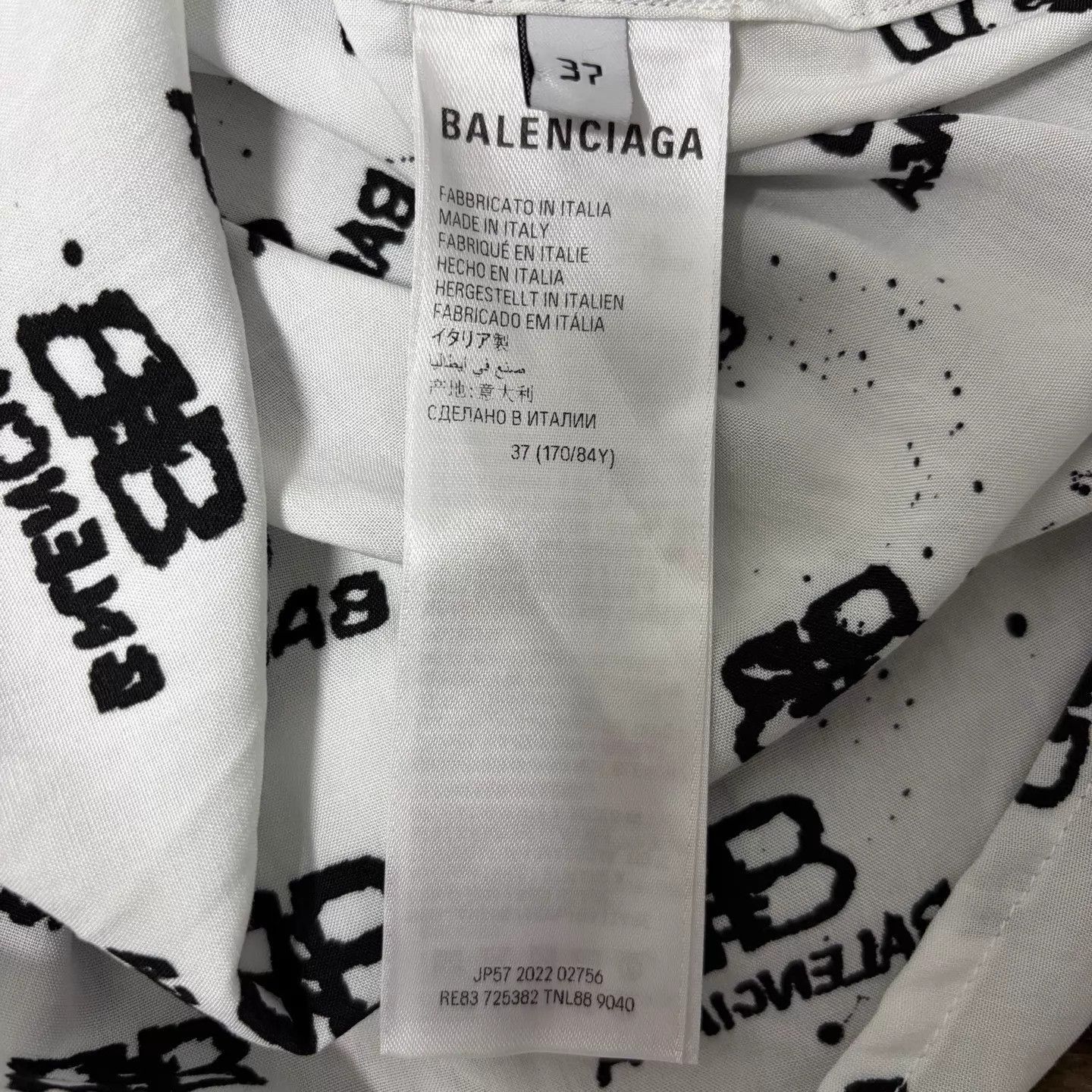 Balenciaga Oversized White Logo Shirt Size US XS / EU 42 / 0 - 4 Thumbnail