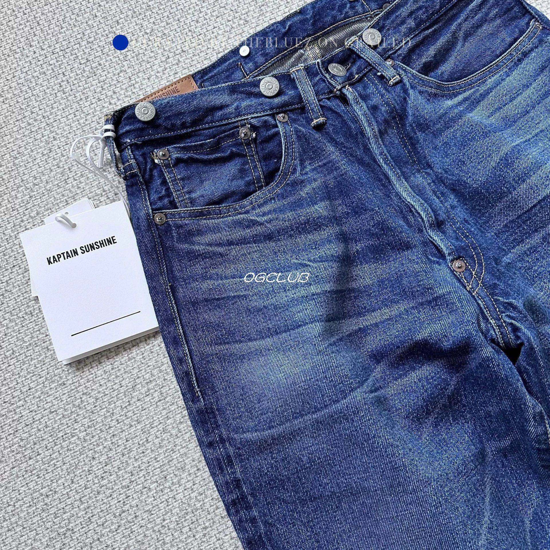Kaptain Sunshine Vintage Straight Fit Japanese Washed Denim Jeans Size US 32 / EU 48 - 3 Thumbnail
