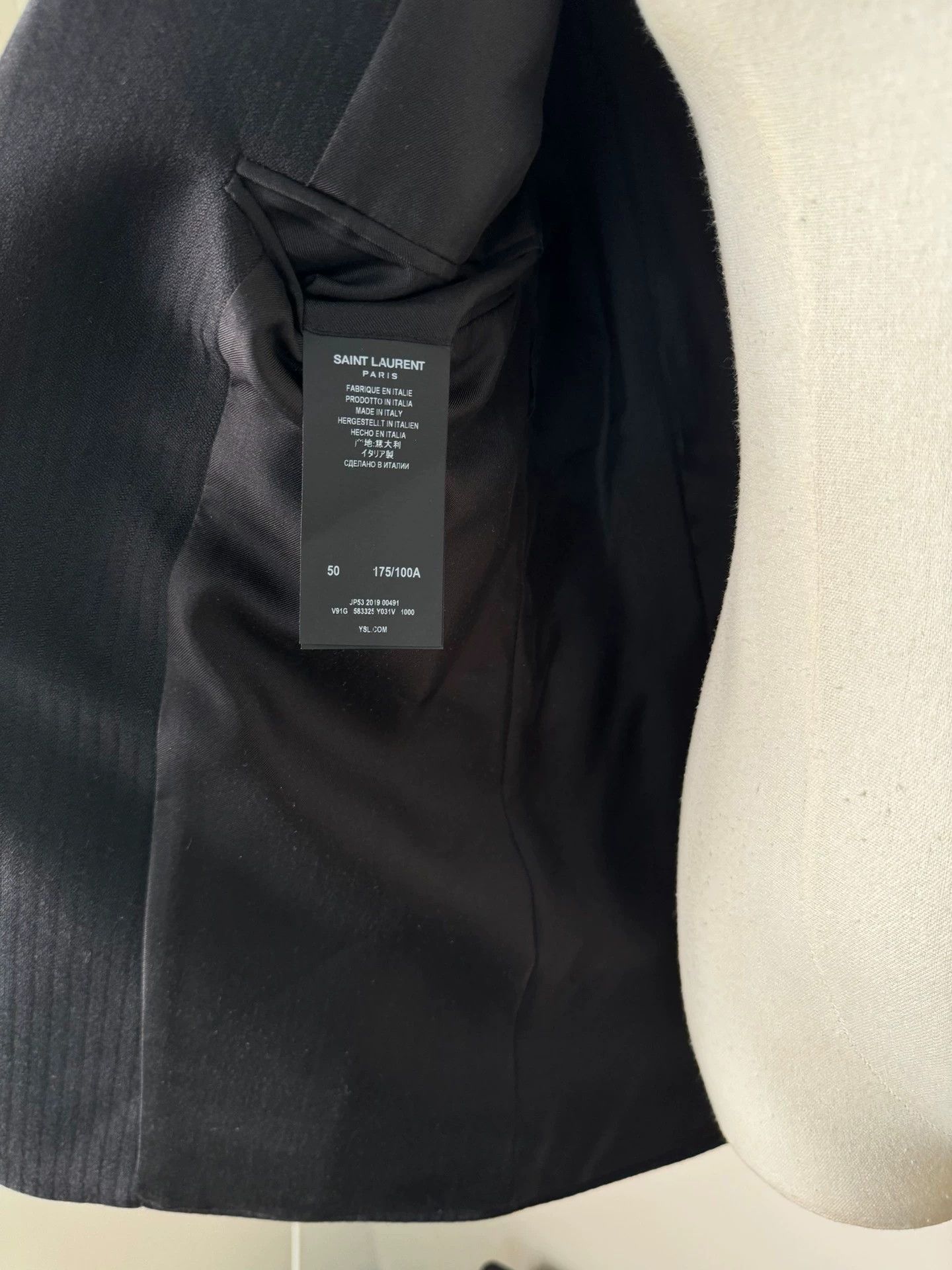 Saint Laurent Paris Elegant Black Wool-Silk Beaded Suit Jacket Size US M / EU 48-50 / 2 - 5 Thumbnail