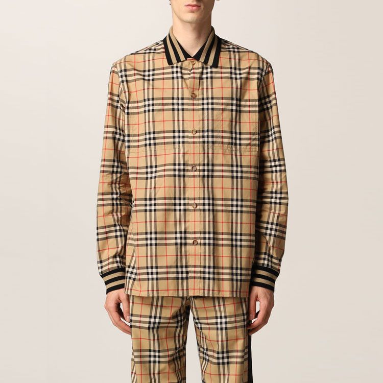Burberry Burberry Check Ribbed Collar Long Sleeve Shirt Size M Size US M / EU 48-50 / 2 - 15 Thumbnail