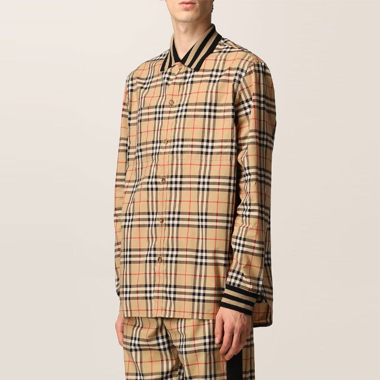Burberry Burberry Check Ribbed Collar Long Sleeve Shirt Size M Size US M / EU 48-50 / 2 - 17 Thumbnail