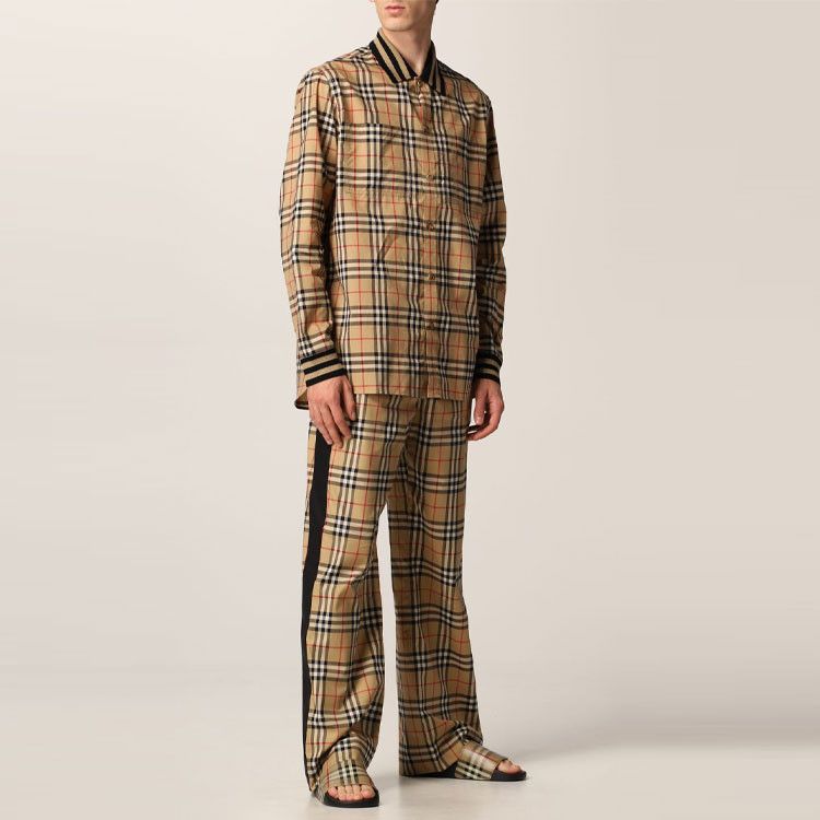 Burberry Burberry Check Ribbed Collar Long Sleeve Shirt Size M Size US M / EU 48-50 / 2 - 14 Thumbnail