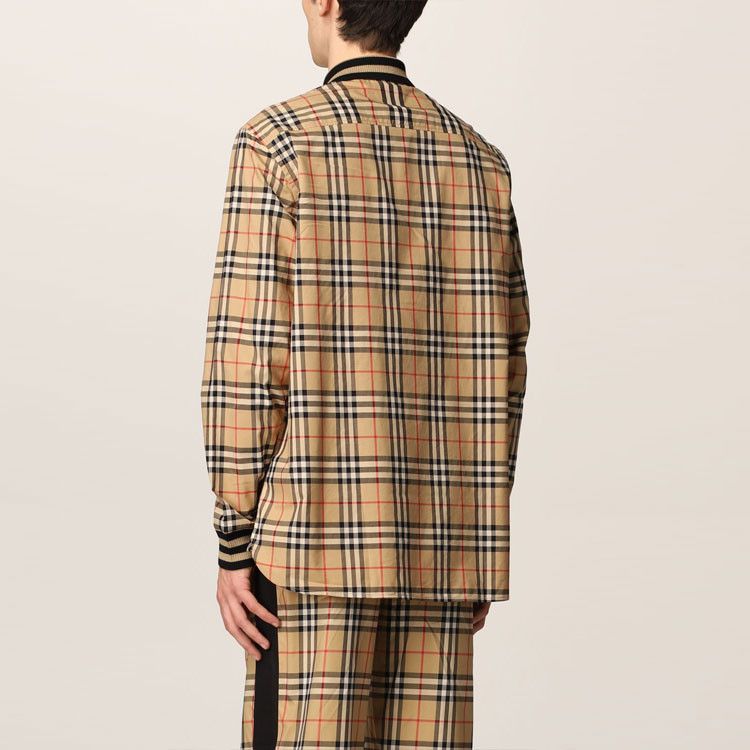 Burberry Burberry Check Ribbed Collar Long Sleeve Shirt Size M Size US M / EU 48-50 / 2 - 16 Thumbnail