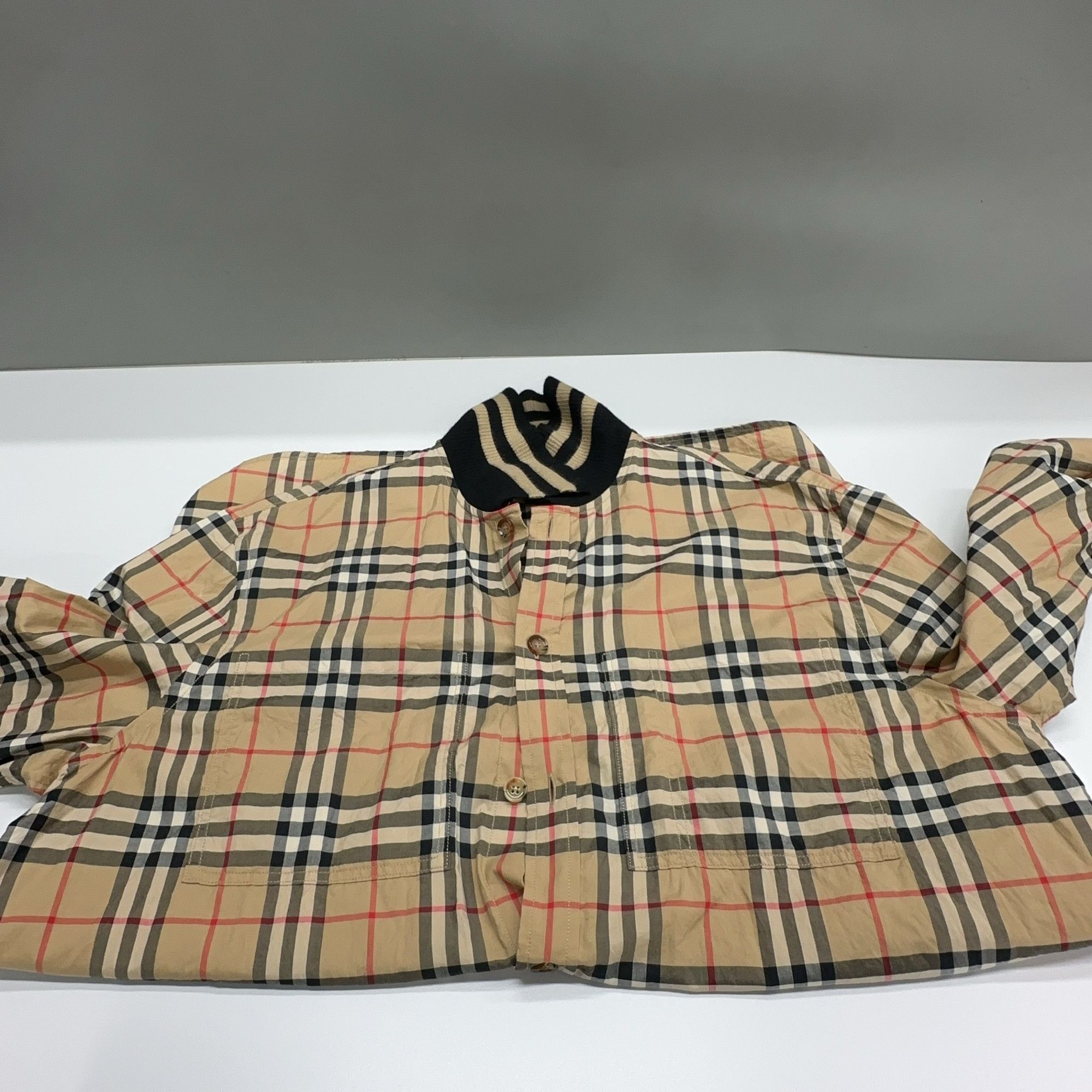 Burberry Burberry Check Ribbed Collar Long Sleeve Shirt Size M Size US M / EU 48-50 / 2 - 6 Thumbnail