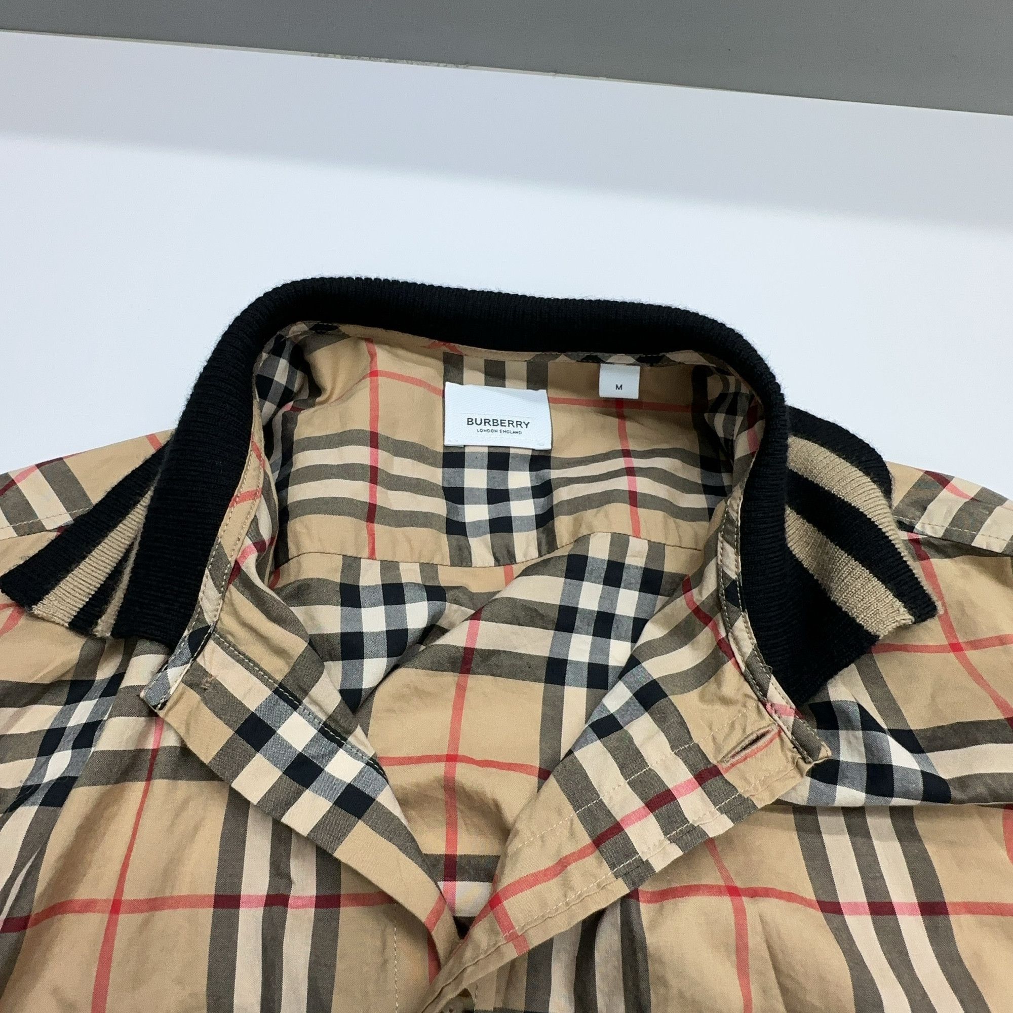 Burberry Burberry Check Ribbed Collar Long Sleeve Shirt Size M Size US M / EU 48-50 / 2 - 5 Thumbnail