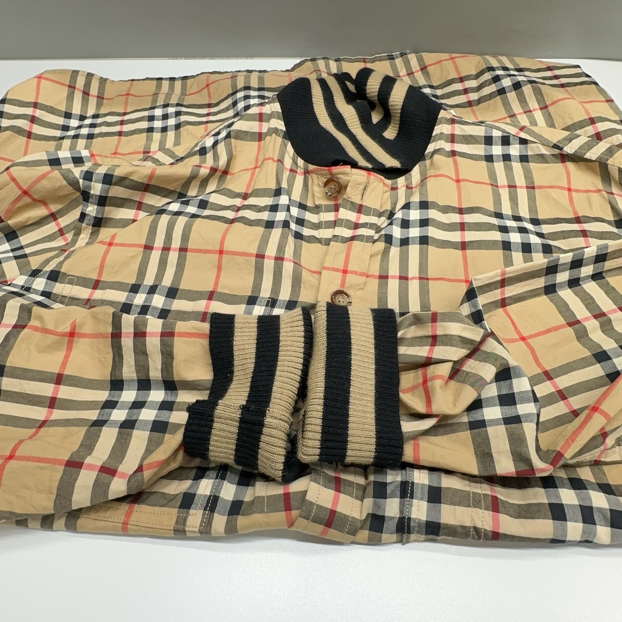 Burberry Burberry Check Ribbed Collar Long Sleeve Shirt Size M Size US M / EU 48-50 / 2 - 10 Thumbnail