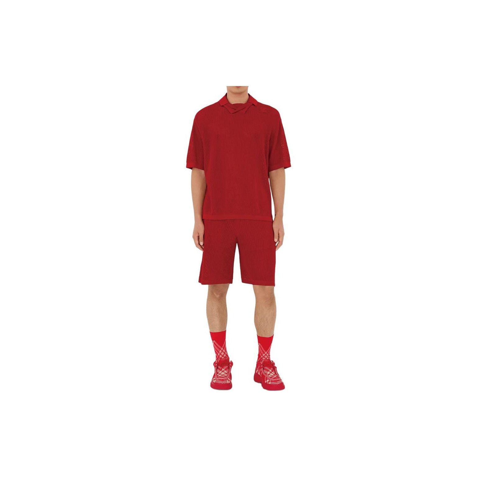 Burberry Burberry Red Knit Polo Size L Size US L / EU 52-54 / 3 - 10 Thumbnail