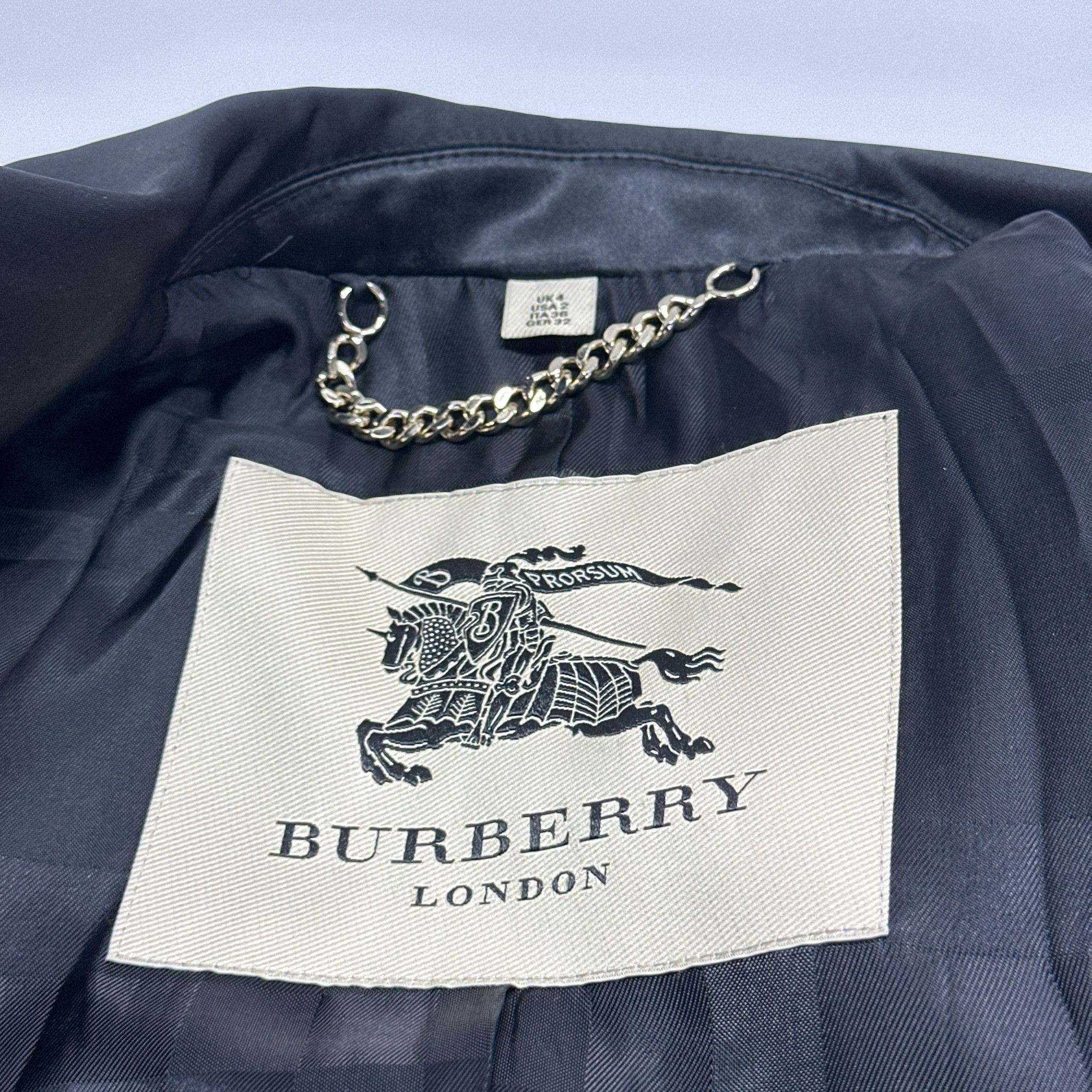 Burberry Burberry Satin Lapel Wool Coat Size 2 Size XS / US 0-2 / IT 36-38 - 3 Thumbnail