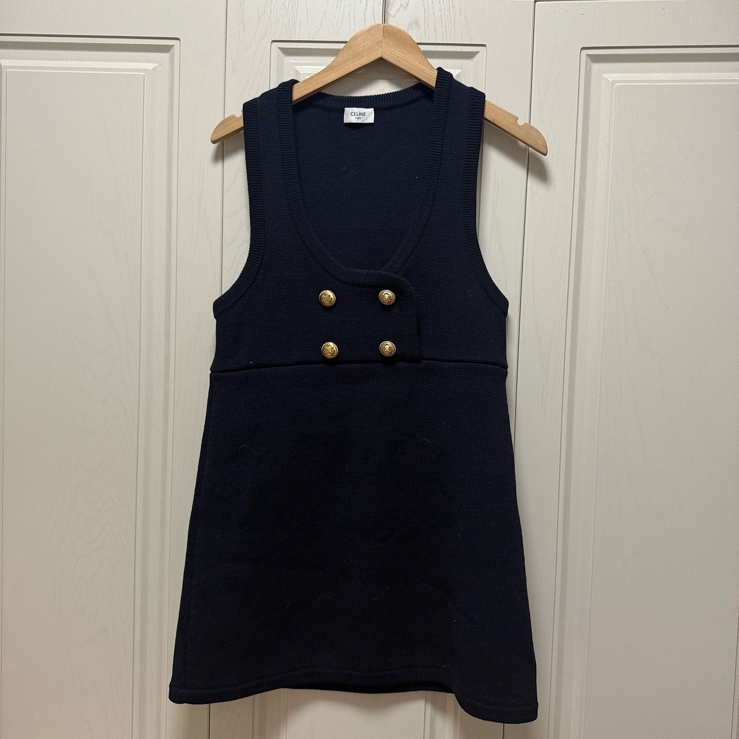Celine Celine Navy Knit Button Mini Dress Size M Size M / US 6-8 / IT 42-44 - 8 Thumbnail