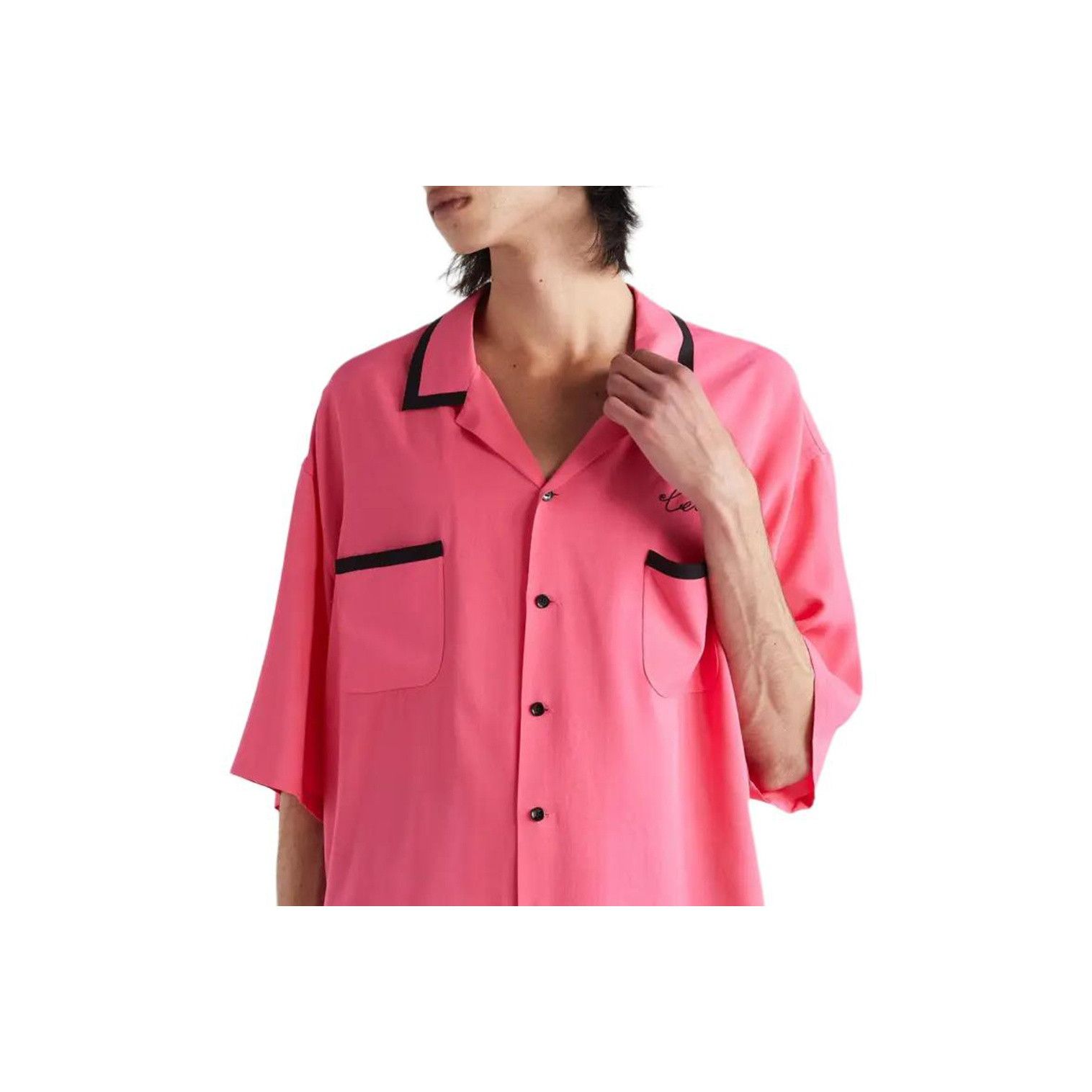 Celine Celine Pink Contrast Trim Shirt Size M Size US M / EU 48-50 / 2 - 8 Thumbnail