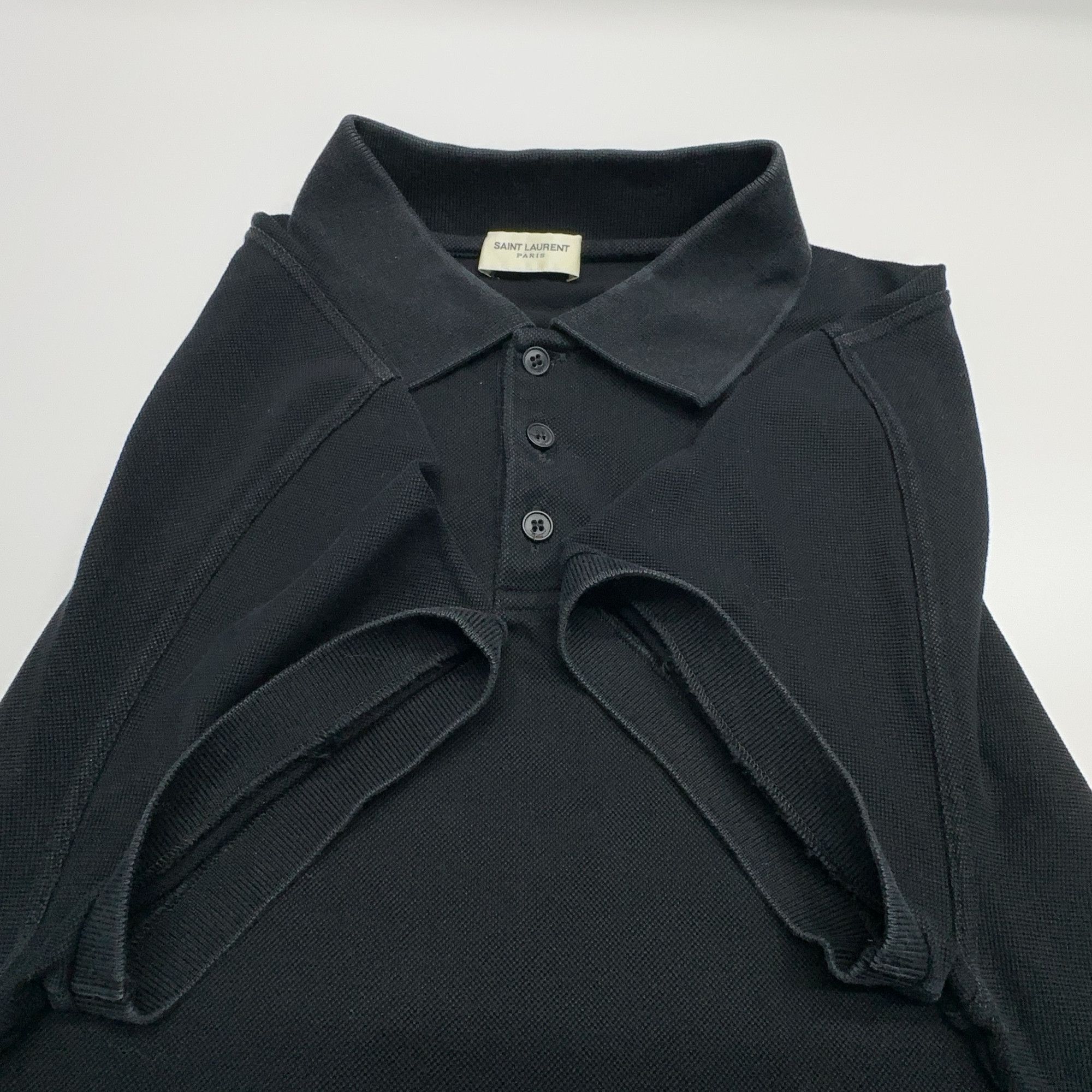 Saint Laurent Paris Saint Laurent Black Cotton Polo Shirt Size L Size US L / EU 52-54 / 3 - 10 Thumbnail