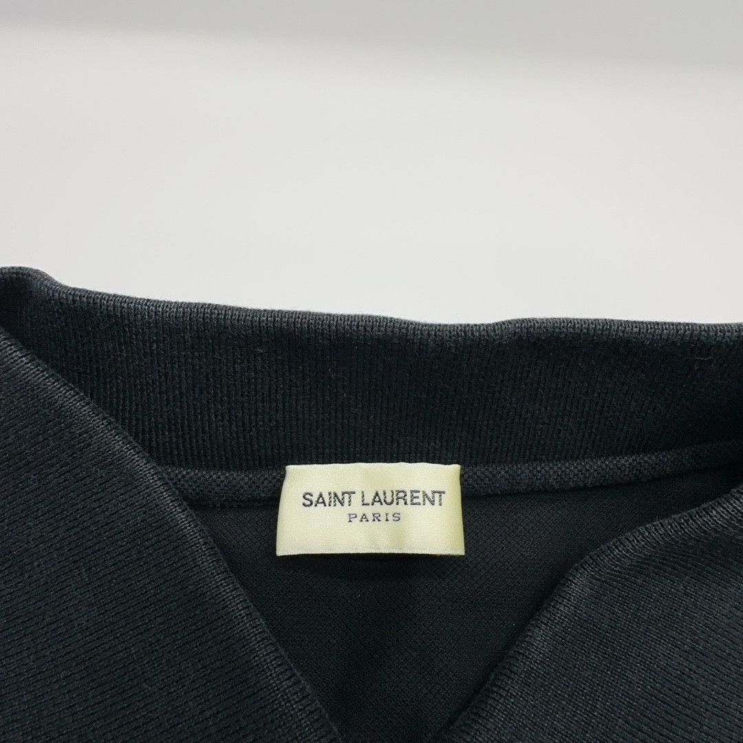 Saint Laurent Paris Saint Laurent Black Cotton Polo Shirt Size L Size US L / EU 52-54 / 3 - 3 Thumbnail
