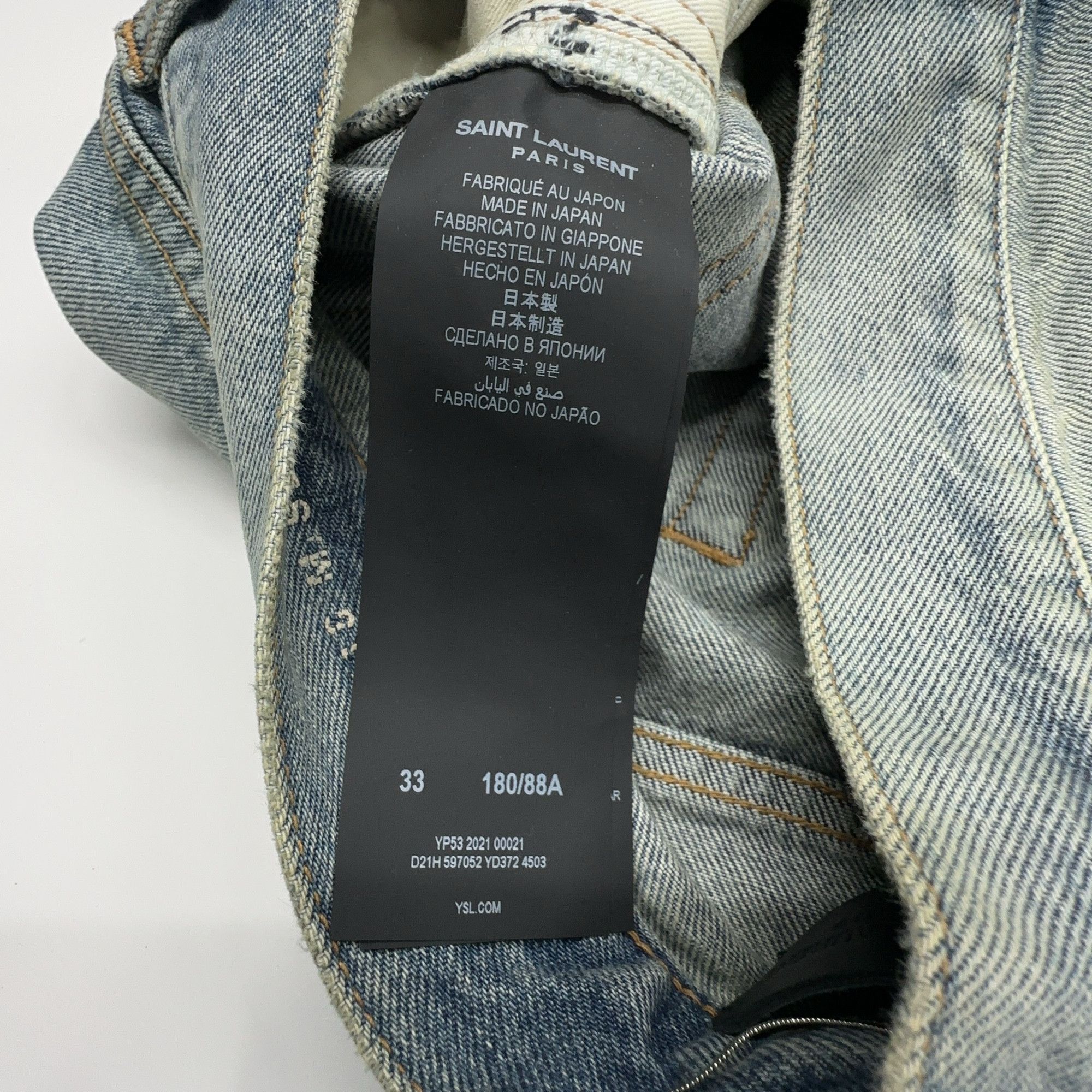 Saint Laurent Paris Saint Laurent Distressed Denim Jeans Size 33 Size US 33 - 3 Thumbnail