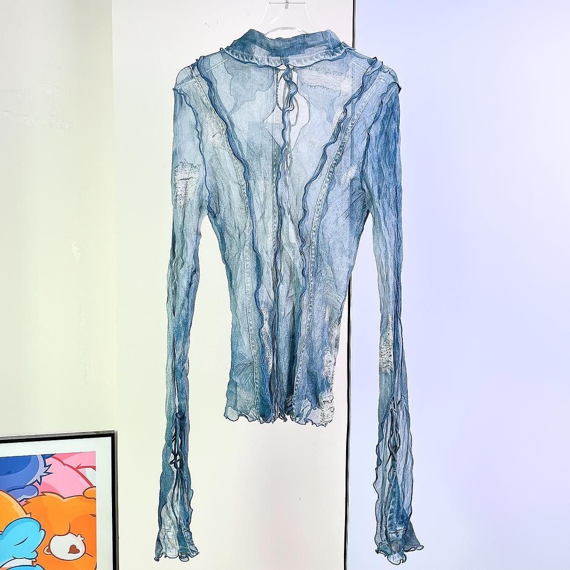 Acne Studios Acne Studios Distressed Tie-Front Button Up Size 34 Size XXS / US 00 / IT 34 - 2 Thumbnail