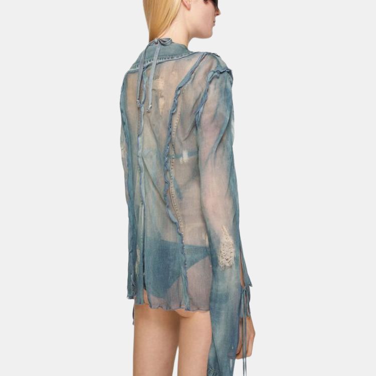 Acne Studios Acne Studios Distressed Tie-Front Button Up Size 34 Size XXS / US 00 / IT 34 - 8 Thumbnail