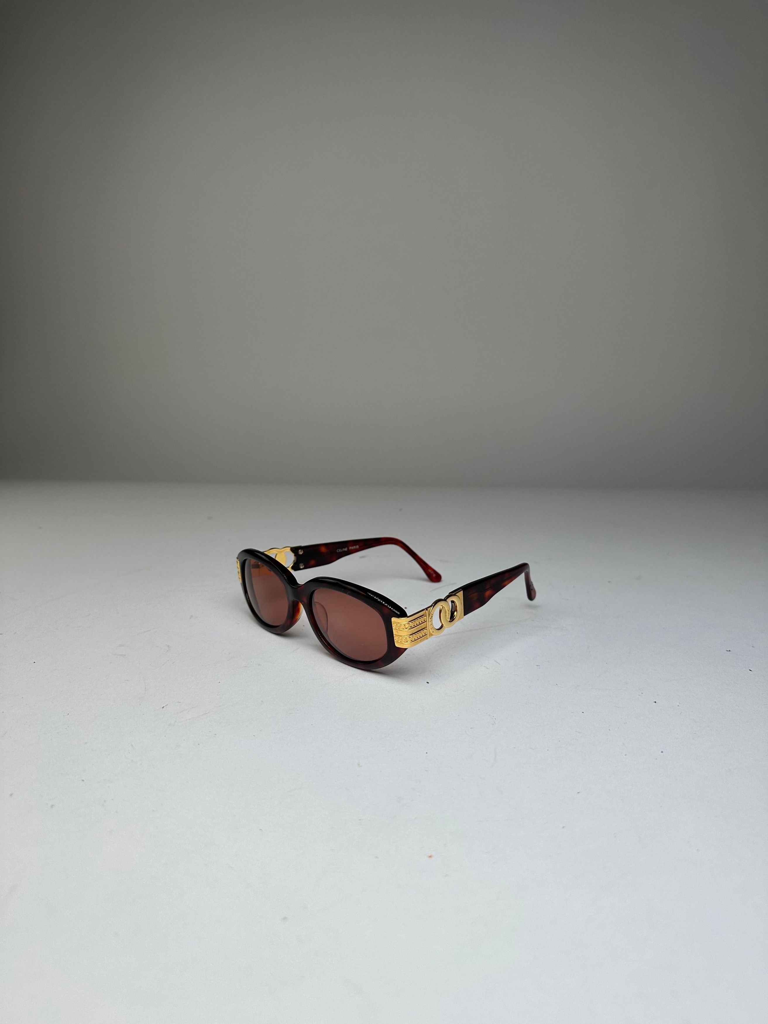 Celine Vintage Acetate Sunglasses Dark Tortoiseshell Gold Size ONE SIZE - 13 Thumbnail