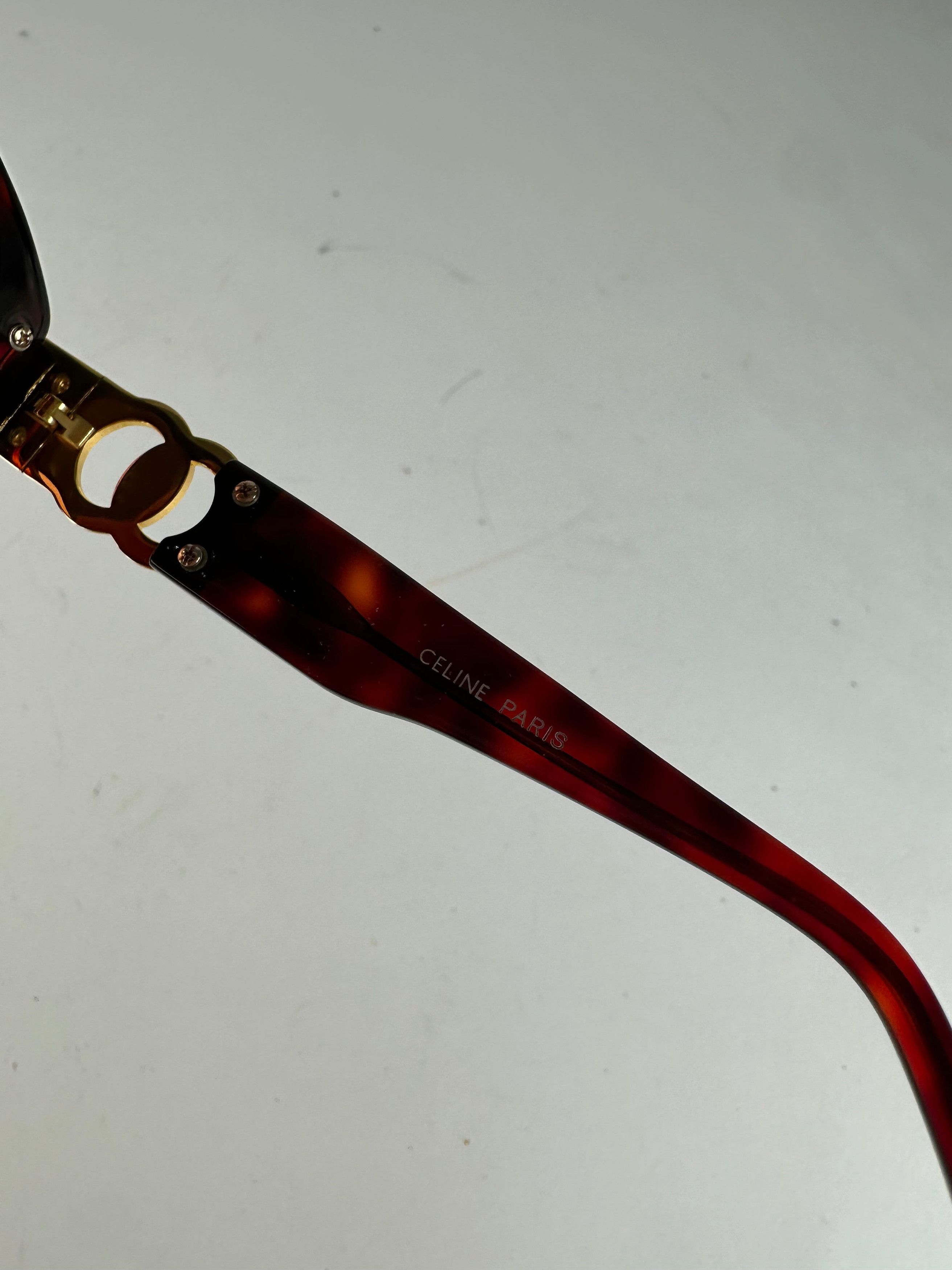 Celine Vintage Acetate Sunglasses Dark Tortoiseshell Gold Size ONE SIZE - 6 Thumbnail