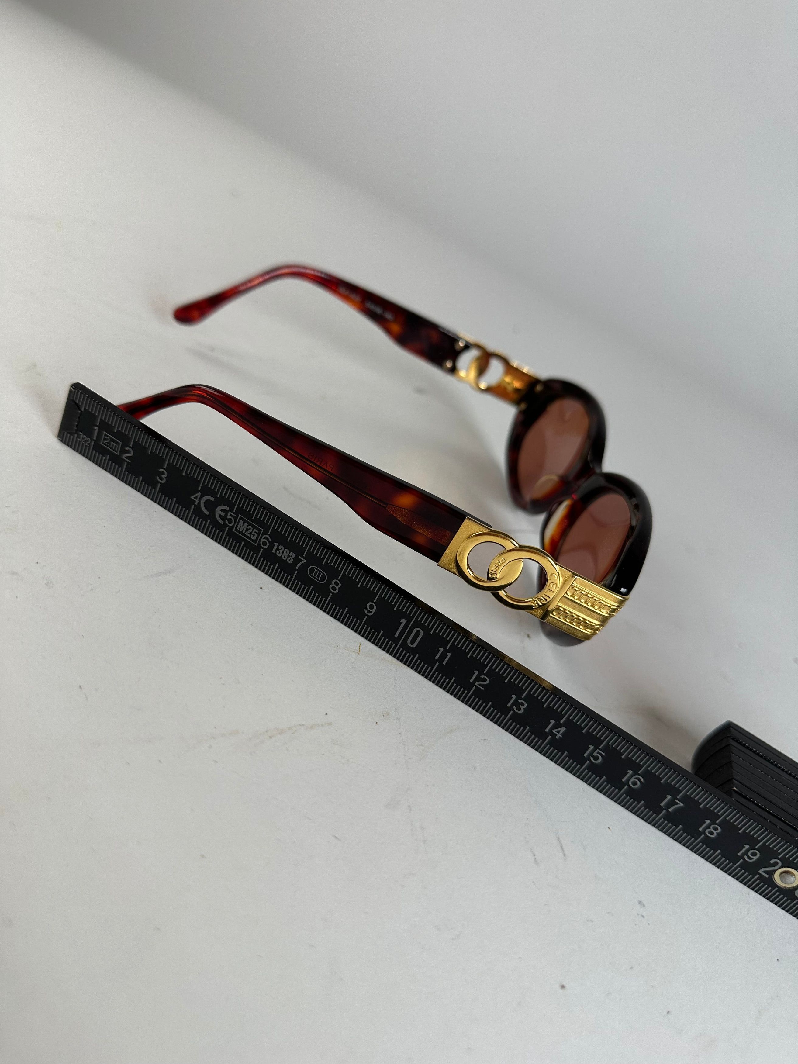 Celine Vintage Acetate Sunglasses Dark Tortoiseshell Gold Size ONE SIZE - 9 Thumbnail