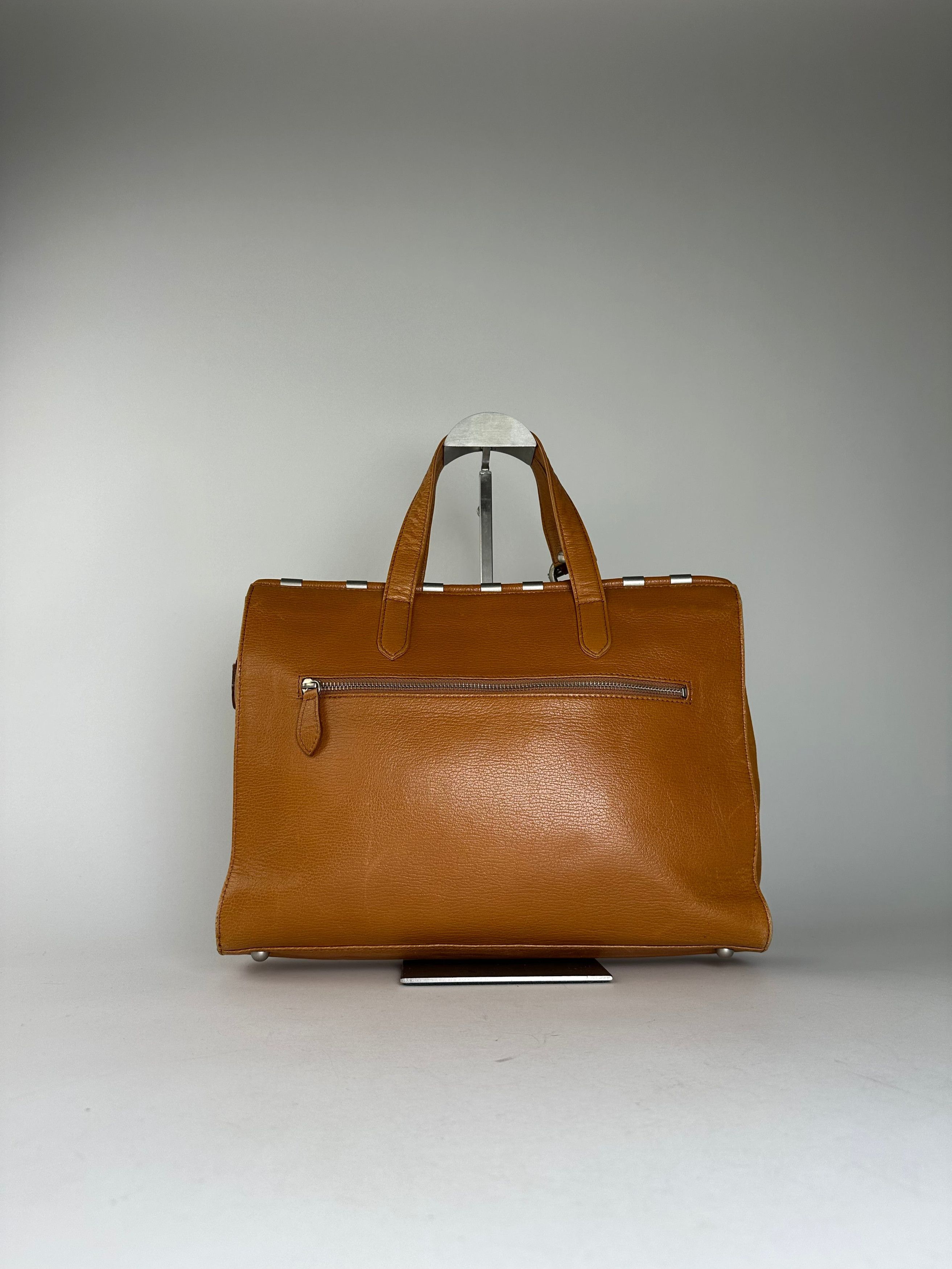 Courreges Tan Leather Tote Bag with Silver-tone Hardware Size ONE SIZE - 13 Thumbnail