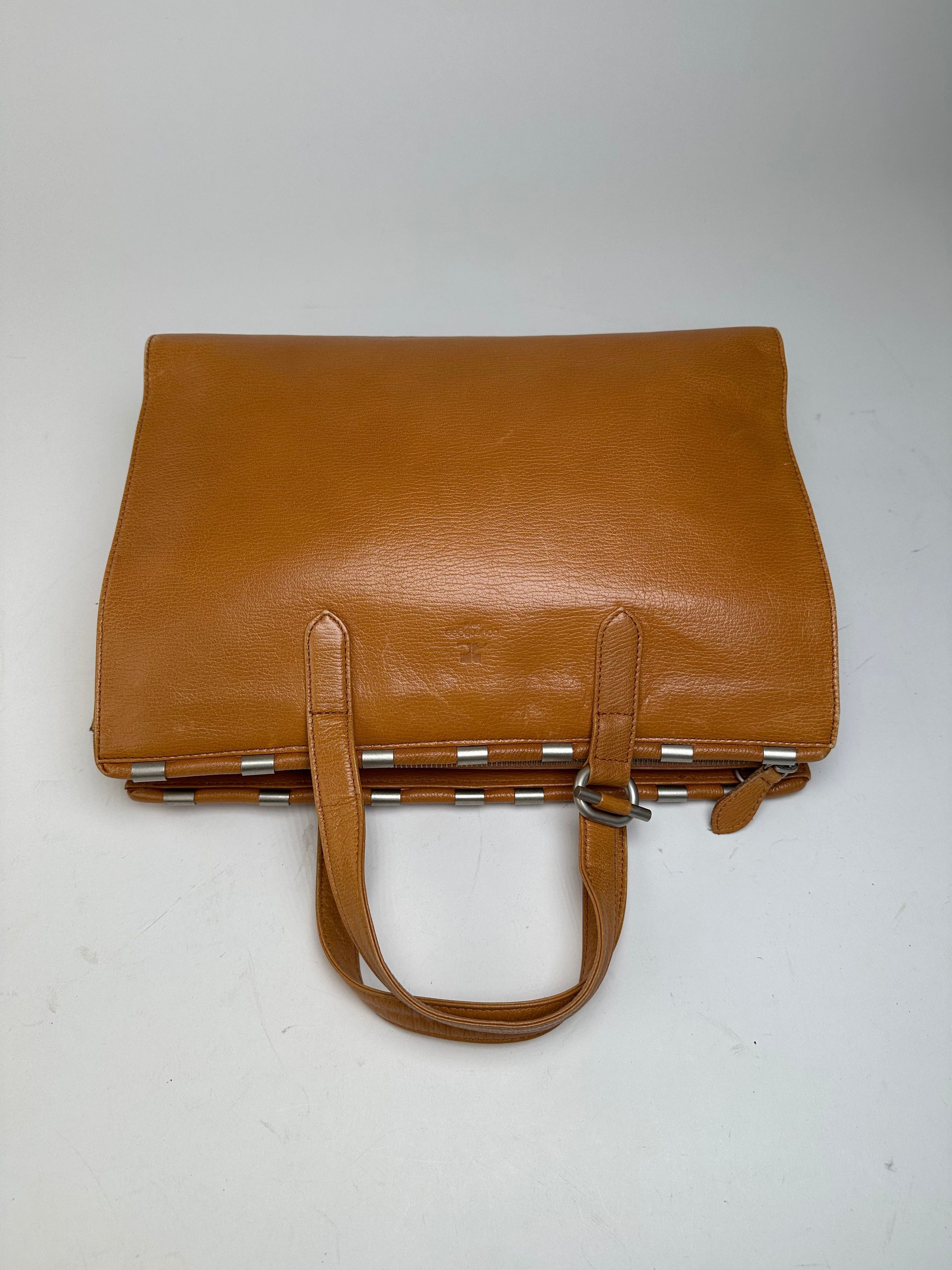 Courreges Tan Leather Tote Bag with Silver-tone Hardware Size ONE SIZE - 3 Thumbnail