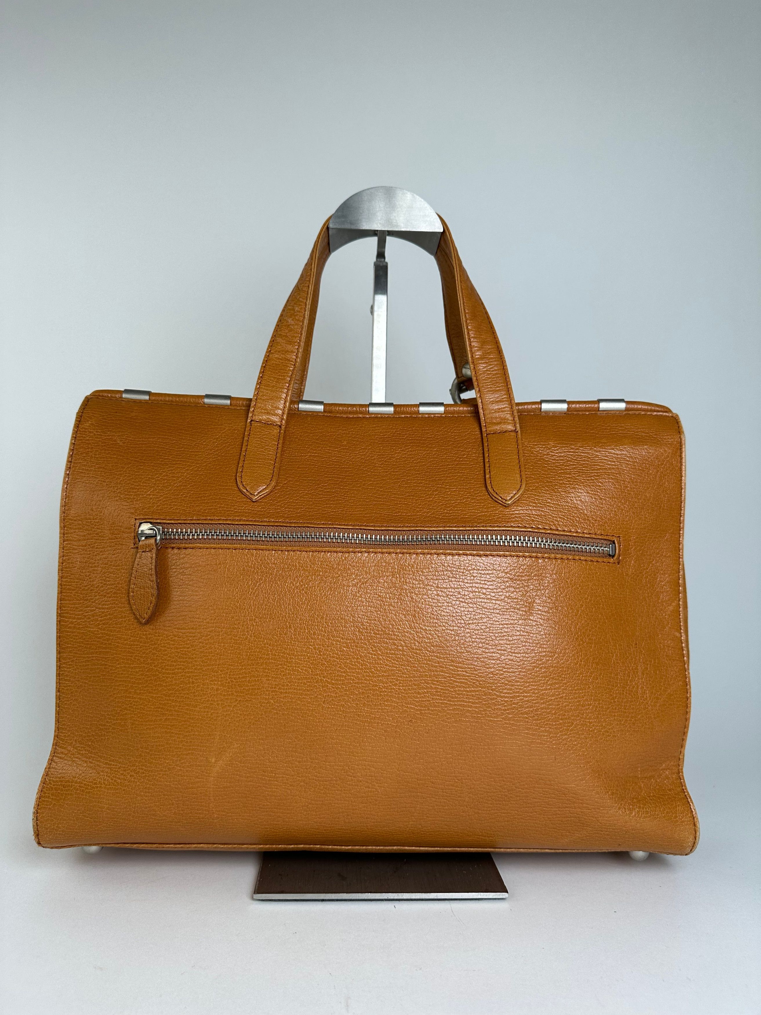 Courreges Tan Leather Tote Bag with Silver-tone Hardware Size ONE SIZE - 2 Thumbnail