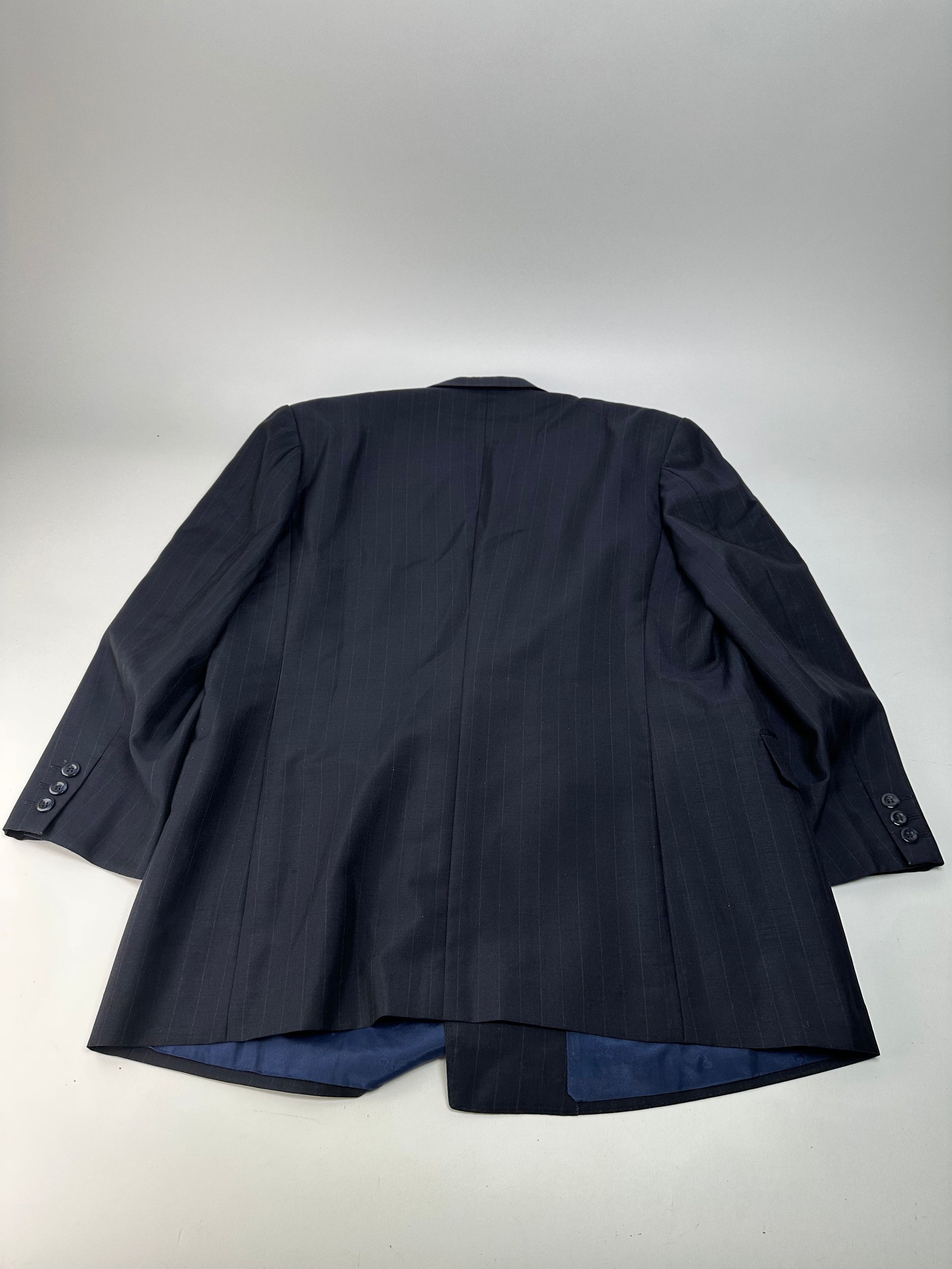 Balenciaga Vintage Pinstripe Wool Suit Navy Early 2000s Size 38R - 6 Thumbnail