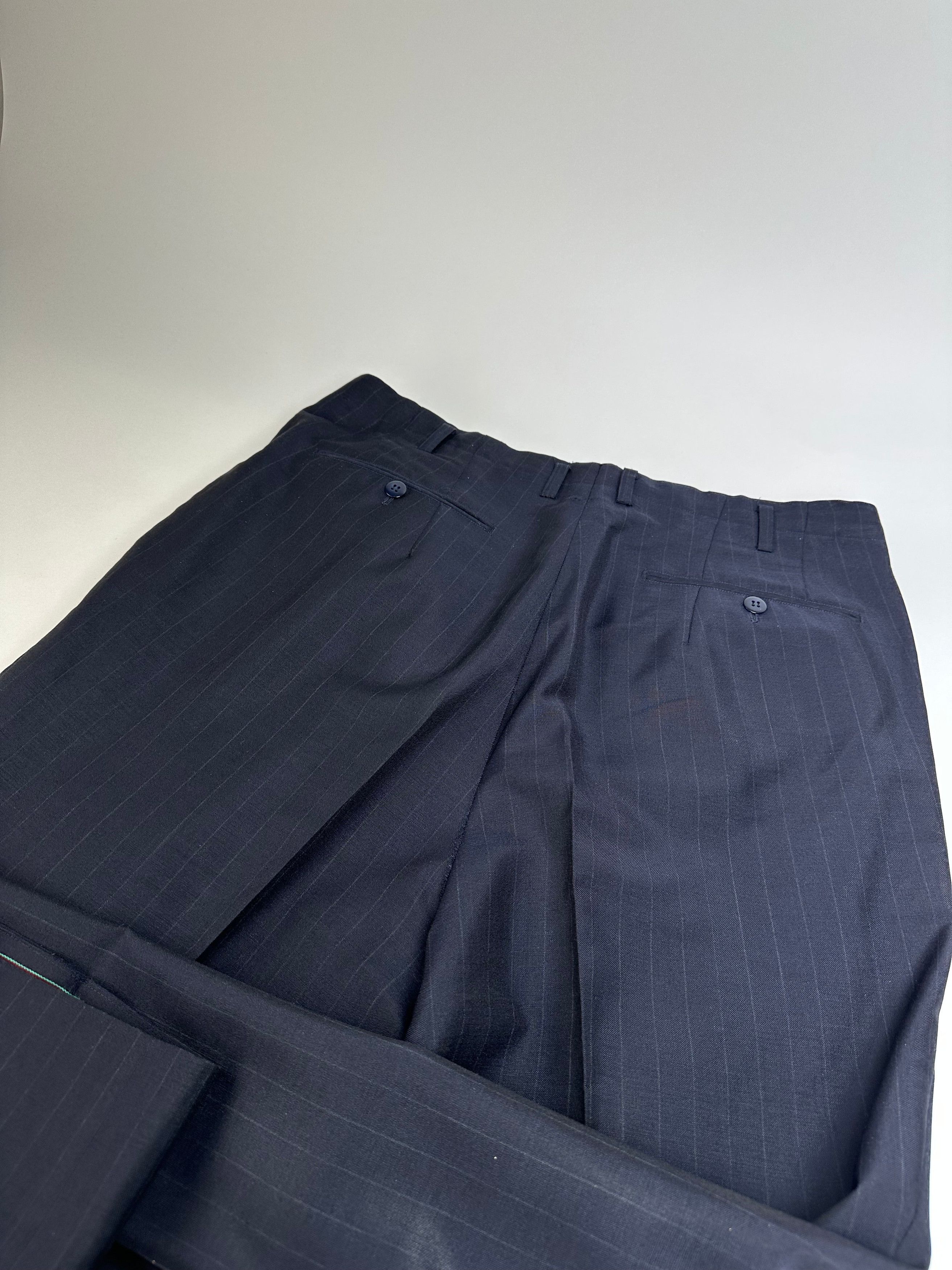 Balenciaga Vintage Pinstripe Wool Suit Navy Early 2000s Size 38R - 12 Thumbnail