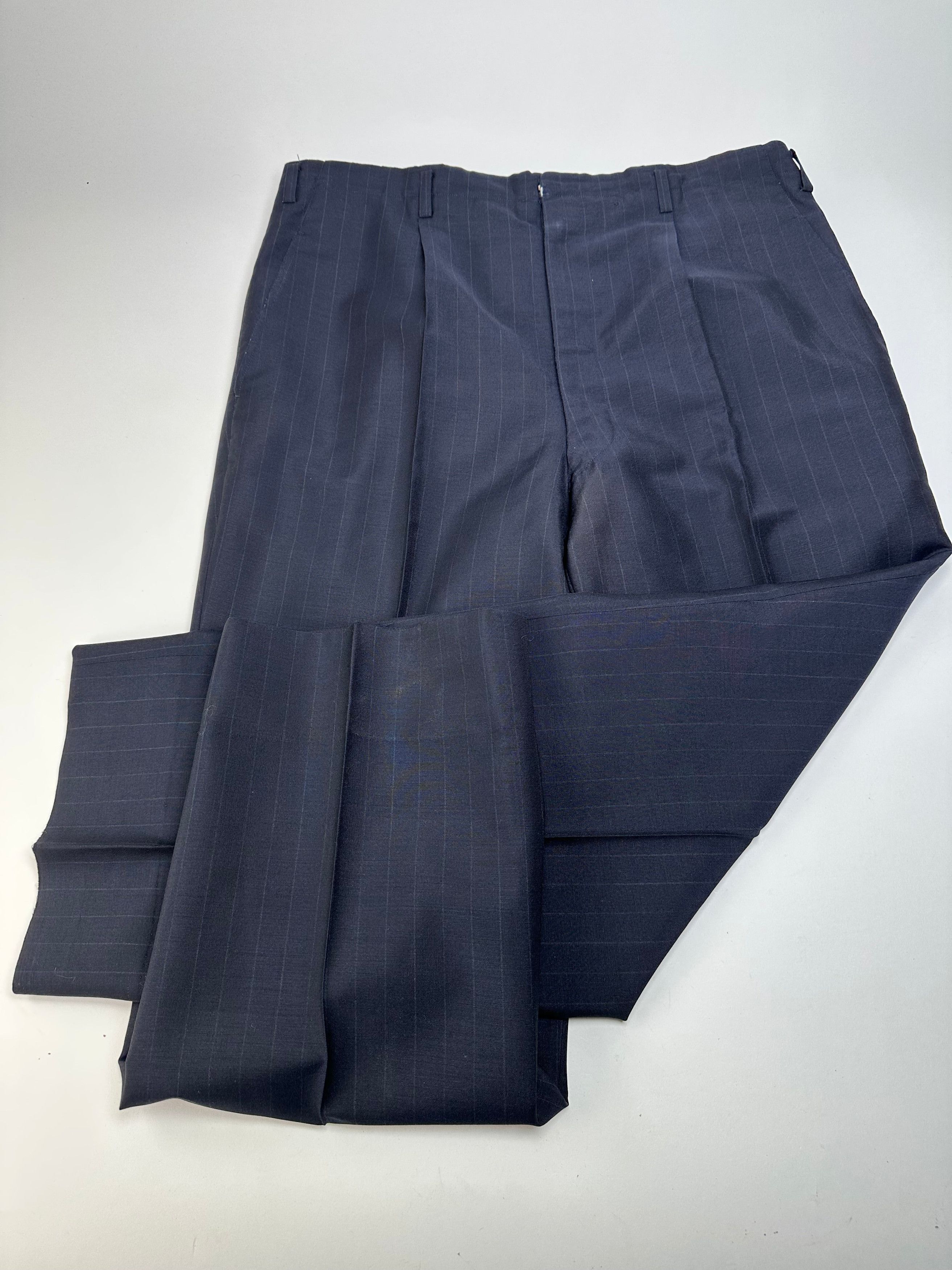Balenciaga Vintage Pinstripe Wool Suit Navy Early 2000s Size 38R - 8 Thumbnail
