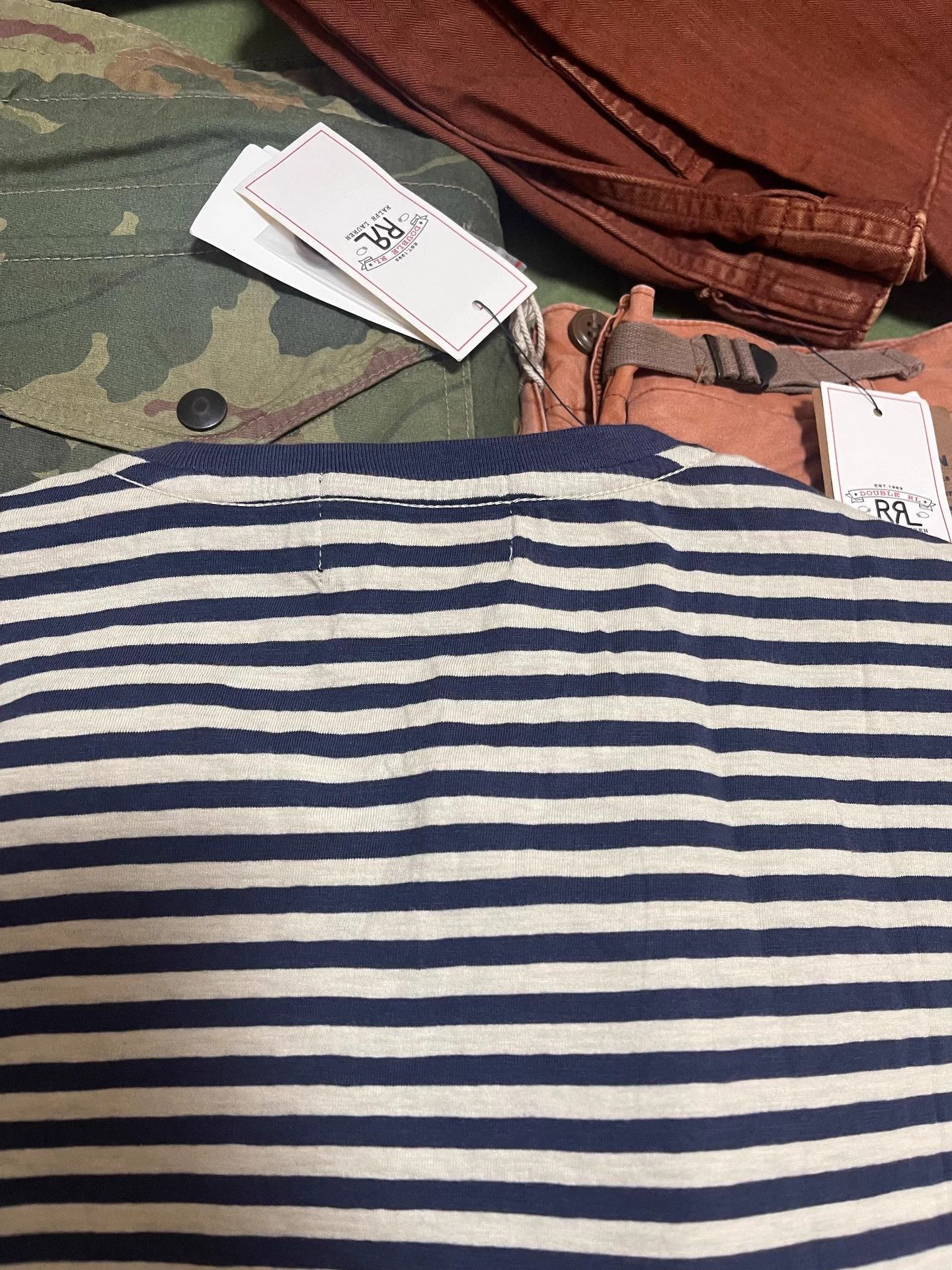 RRL Ralph Lauren Striped Indigo Tee in Multi Color Size US M / EU 48-50 / 2 - 6 Thumbnail