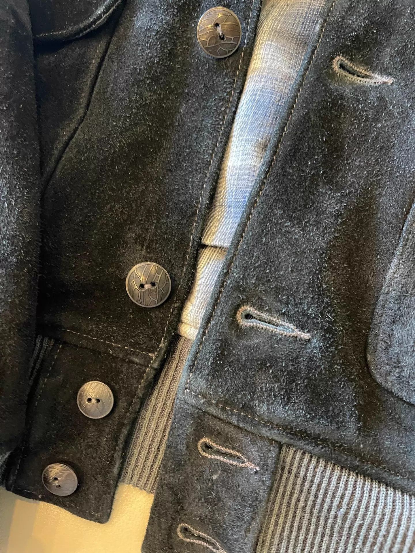 RRL Ralph Lauren Reversed Deer Suede Pilot Jacket in Black Size US S / EU 44-46 / 1 - 2 Thumbnail