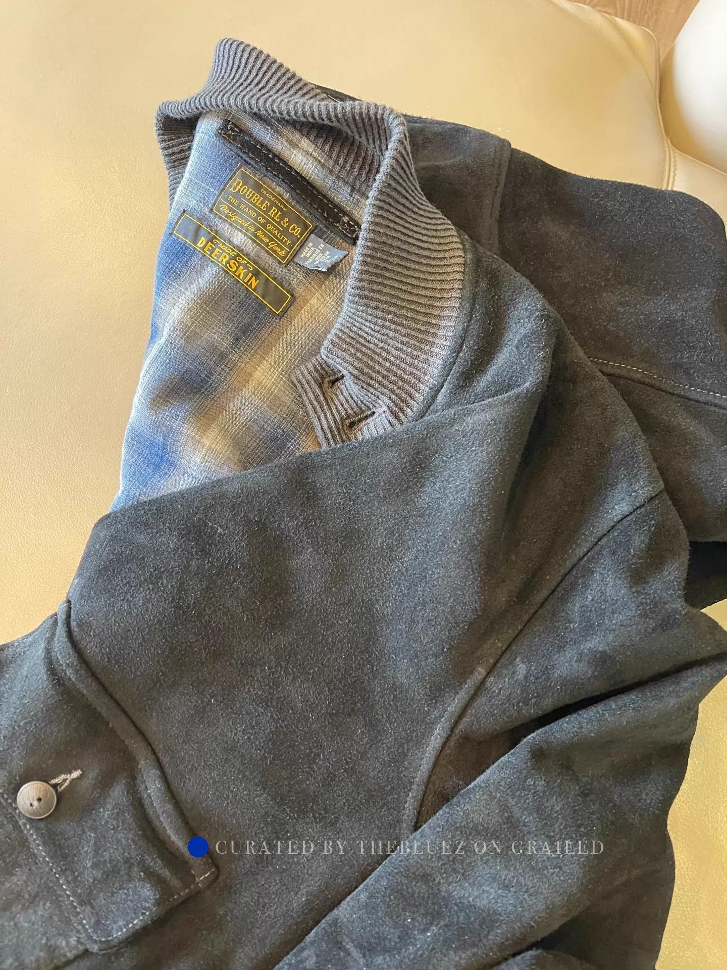RRL Ralph Lauren Reversed Deer Suede Pilot Jacket in Black Size US S / EU 44-46 / 1 - 8 Thumbnail