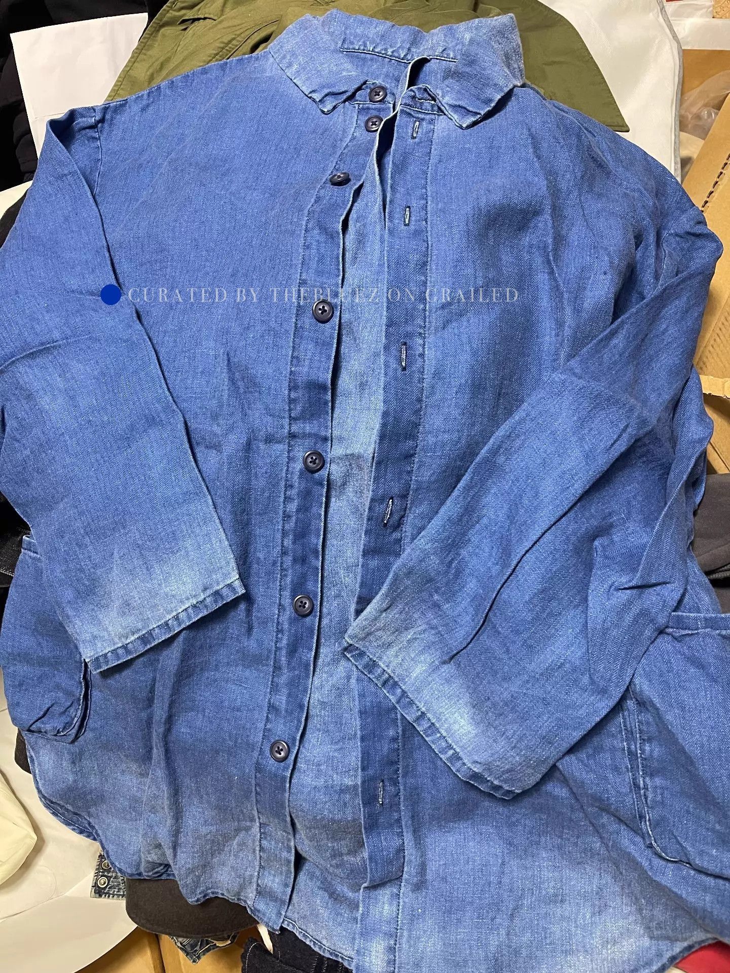 Porter Classic Indigo Linen Button-Up Shirt Size US M / EU 48-50 / 2 - 2 Thumbnail